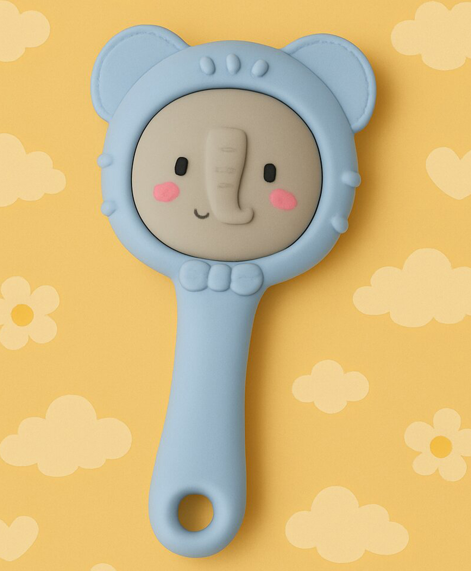 KIDS BASIC Cute Animal Rattle Teether for Babies,Soft Silicone, BPA-Free - Blue-picture-13