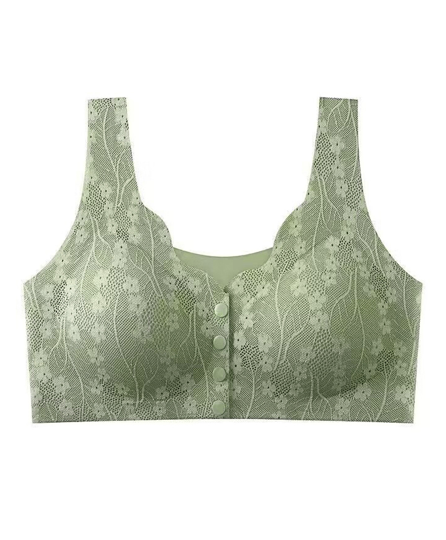 Bella Mama Nursing Padded Bra With Floral Design - Light Green-image-37