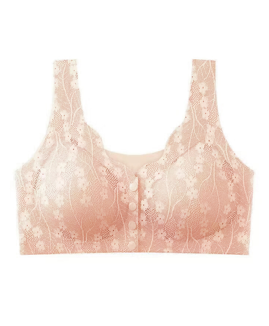 Bella Mama Nursing Padded Bra With Floral Design - Peach-image-9