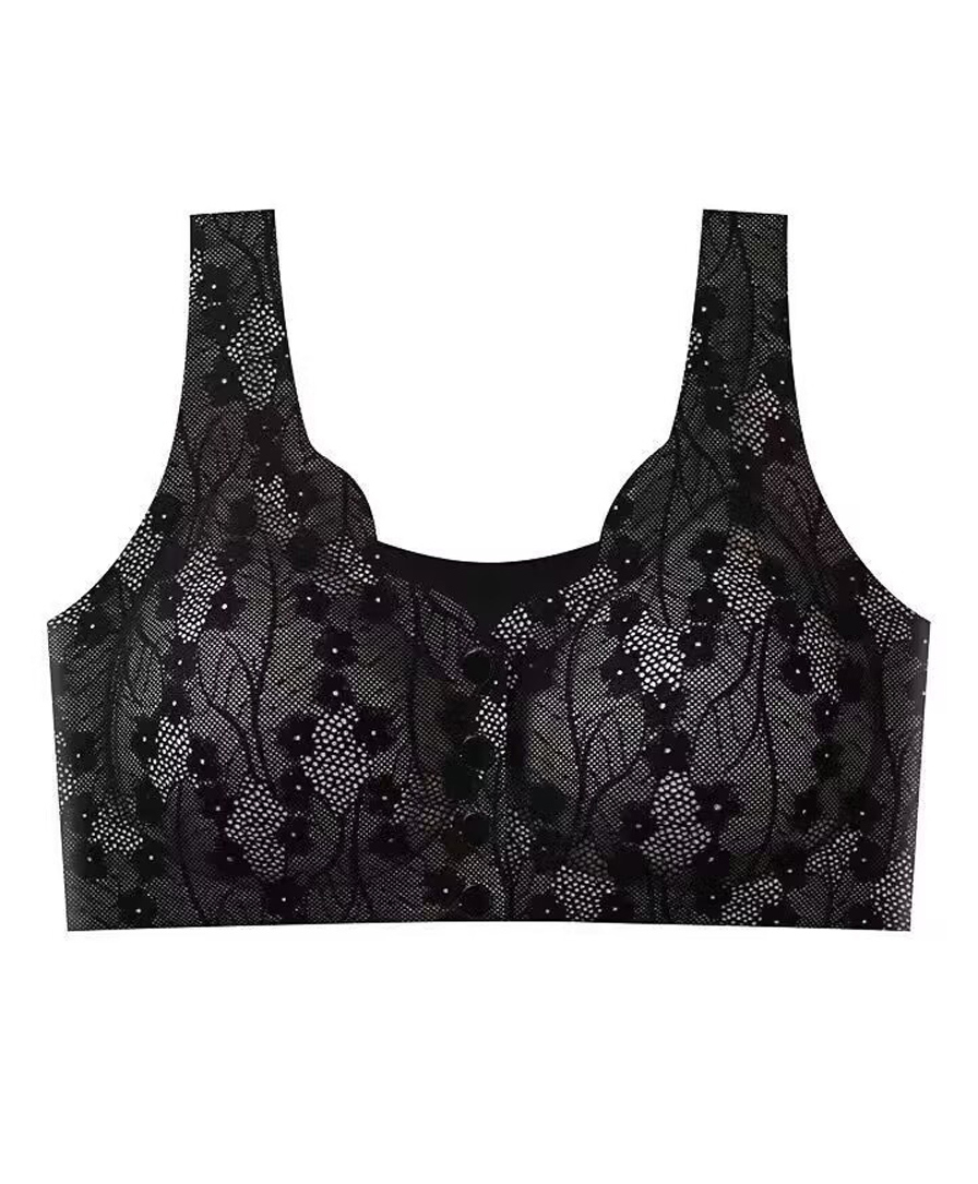 Bella Mama Nursing Padded Bra With Floral Design - Black-image-8