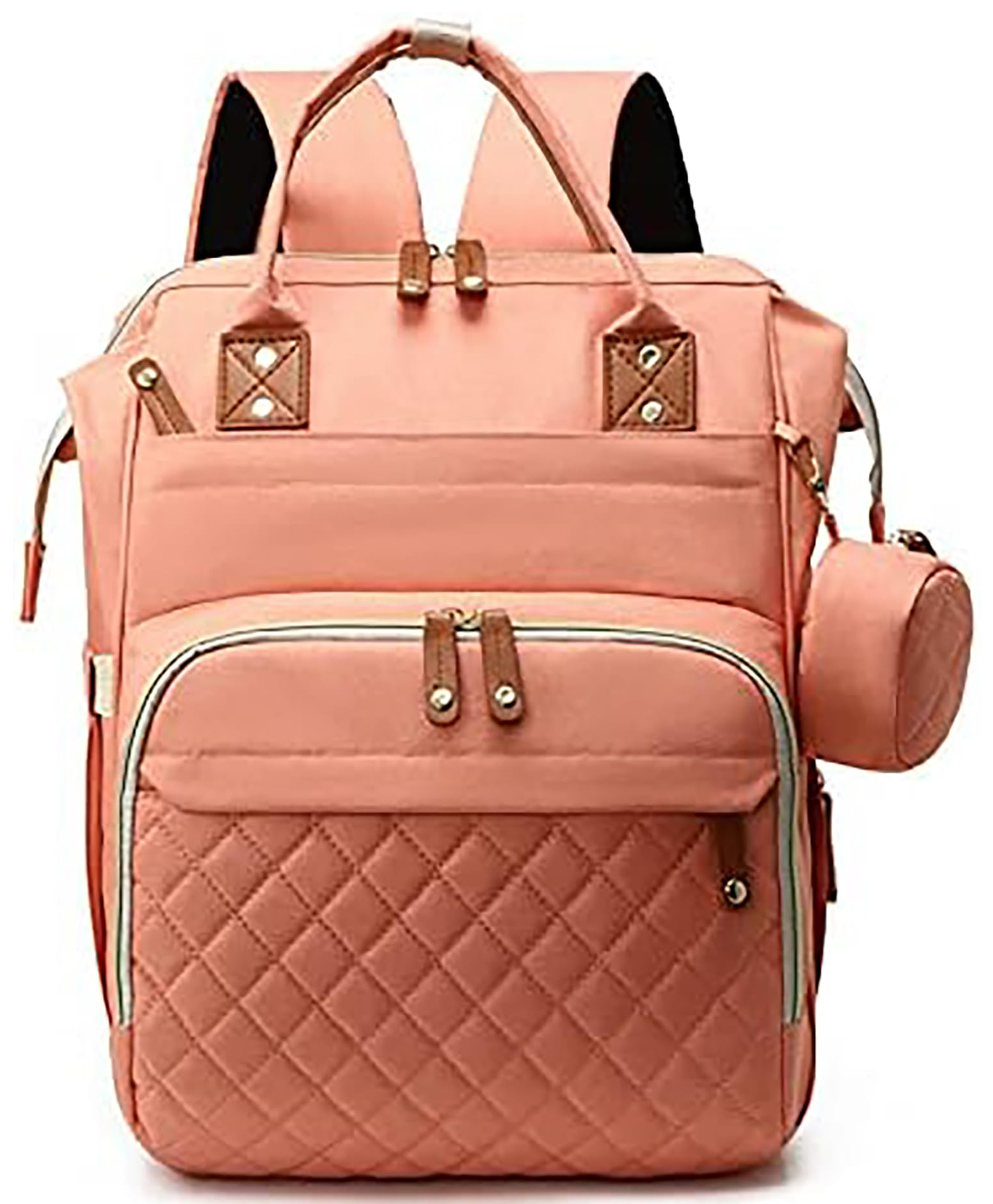House of Quirk Diaper Bag Maternity Backpack, Baby Girl Boy Diaper Bag for Dad Mom with 16 Pockets, Pad Pacifier Case Unisex Large Diaper Bag for Travel - Pink-picture-36