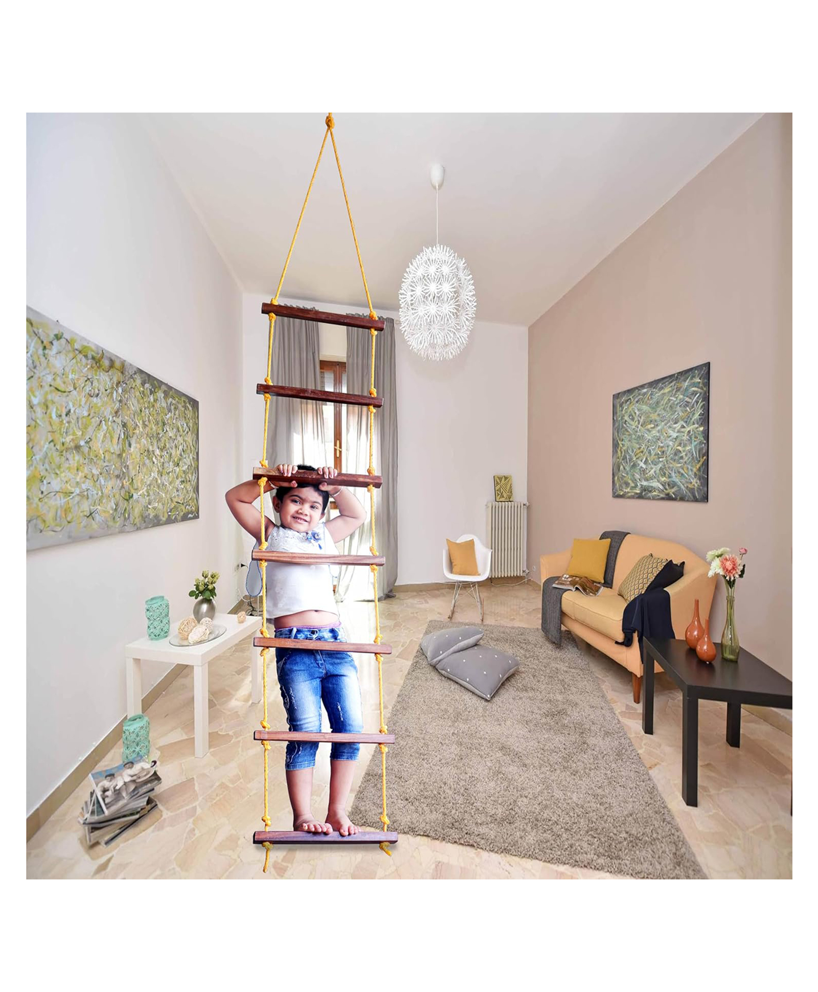Homecute Rope Ladder for kid's,Wooden Children Climbing Swing, Ninja Ladder for Kids-image-22