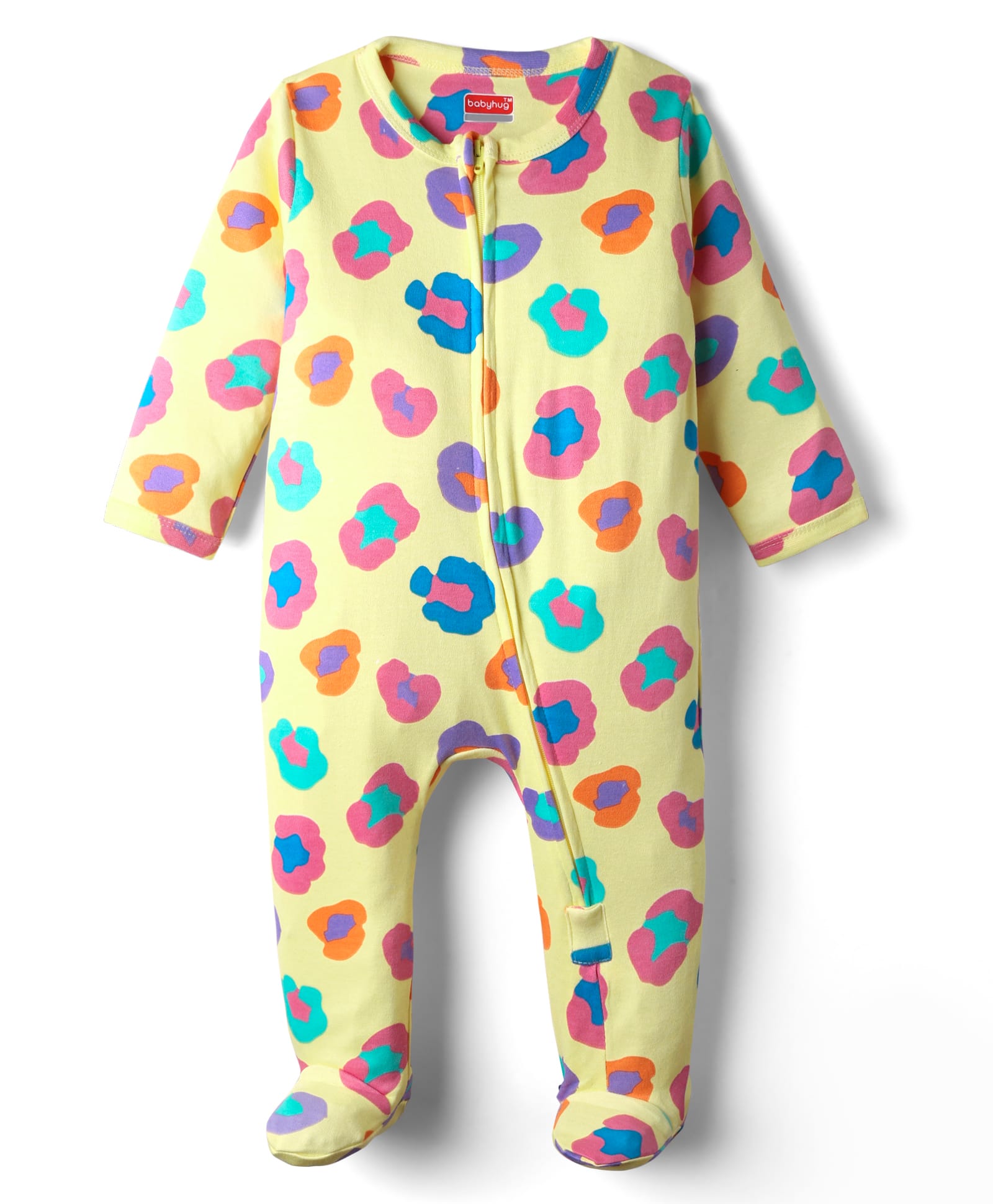 Babyhug Cotton Knit Full Sleeves Printed Footed Sleep Suit Pack of 2 - Yellow-picture-11