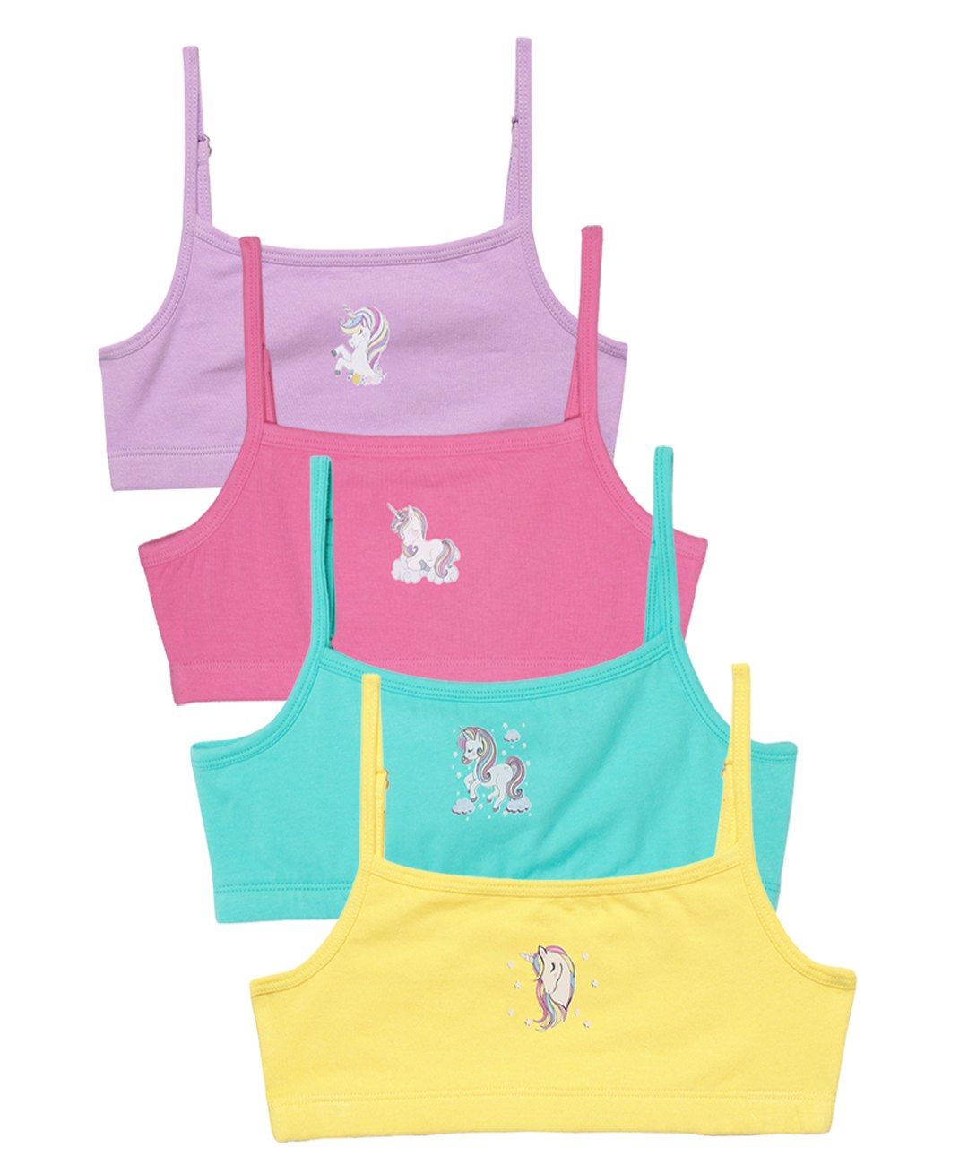 Charm n Cherish Cotton Blend Pack Of 4 Unicorn Printed Beginner Bras - Yellow Green Pink & Violet-picture-13