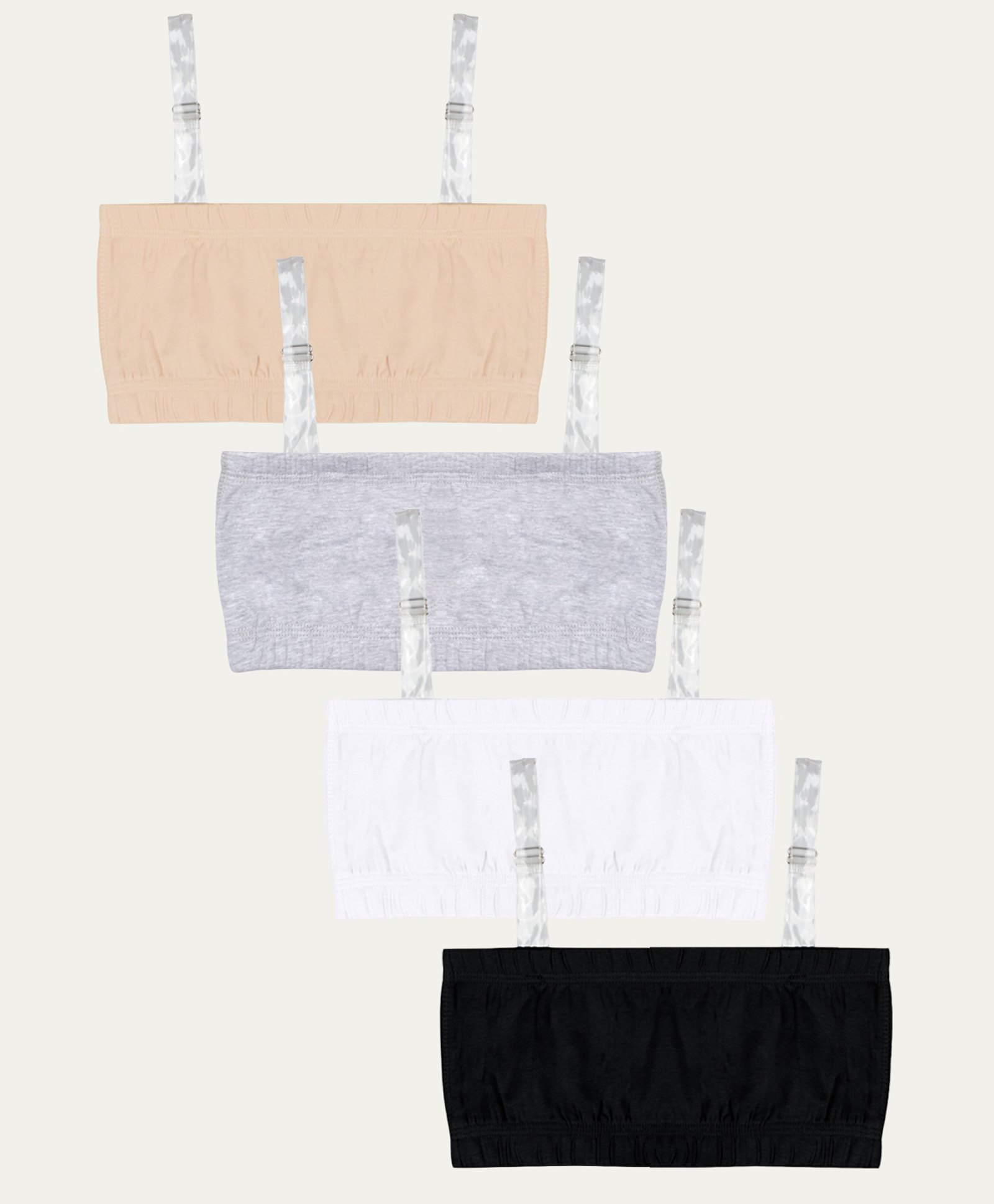 Charm n Cherish Cotton Blend Pack of 4 Solid Tube Bra - Beige Grey White & Black-image-39