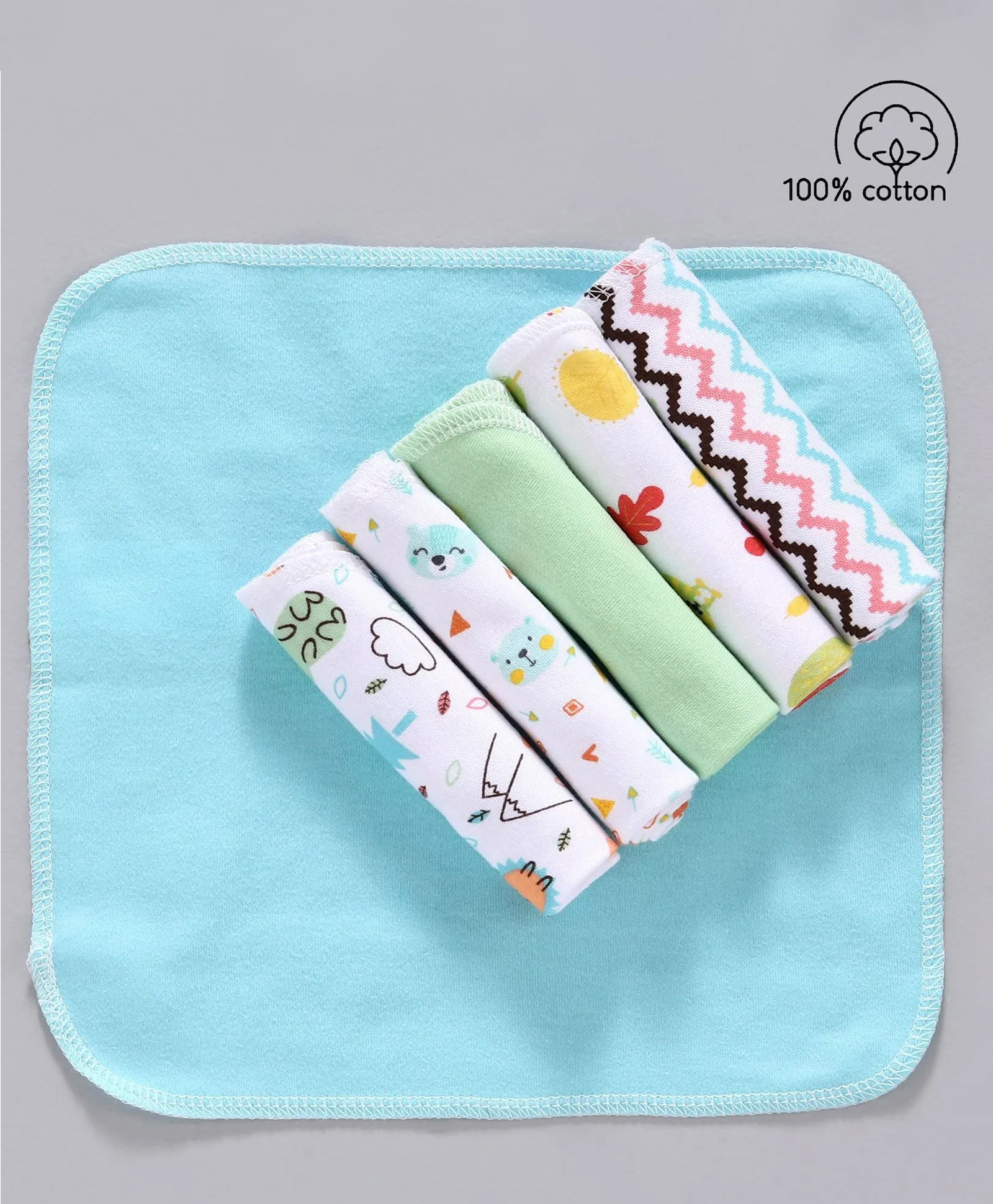Joy Buzz 100% Cotton Wash Cloth Pack of 8 - Multicolor ( Print May Vary )-image-17