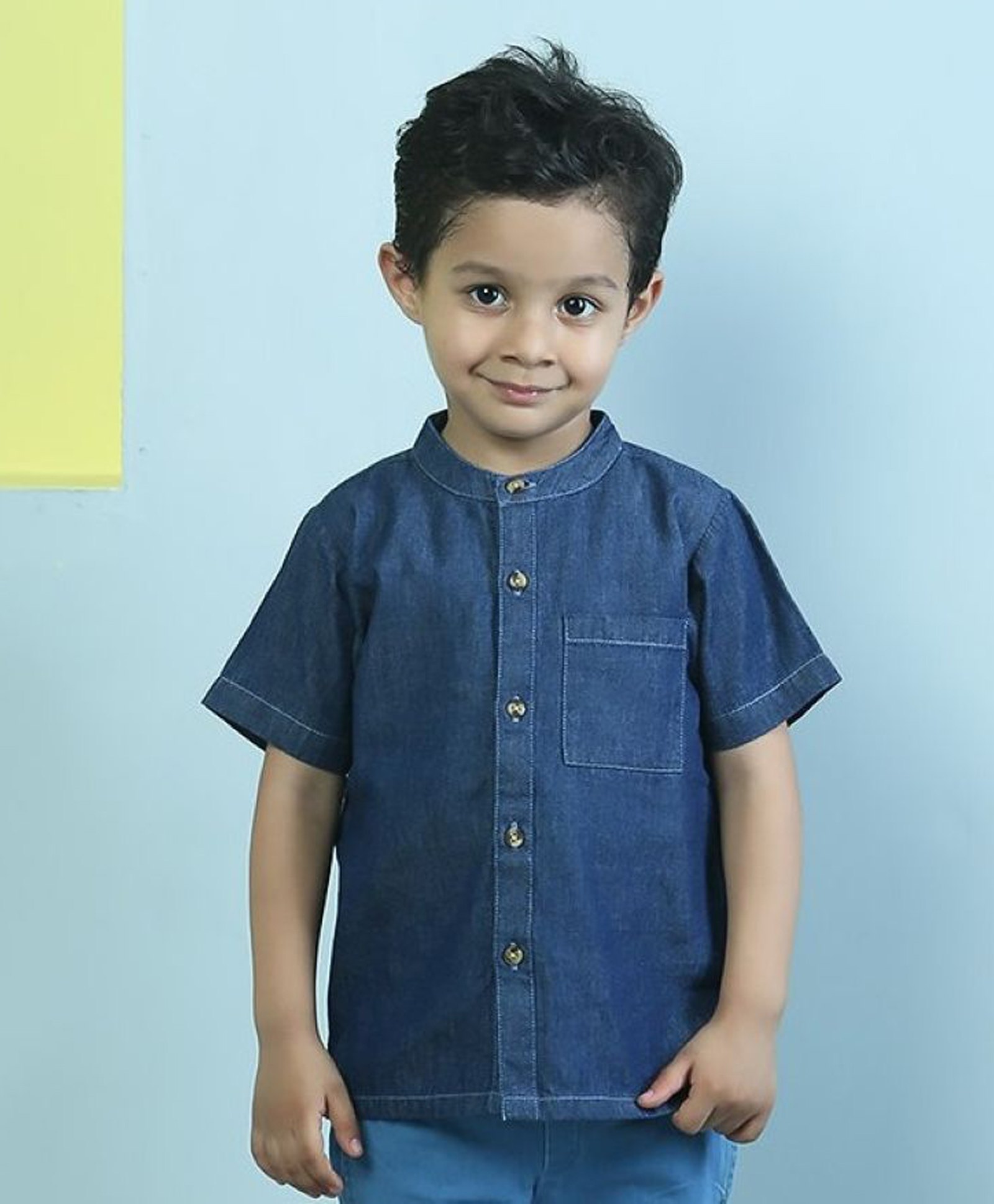 The Mom Store Cotton Chambray Solid Shirt - Dark Blue-picture-44