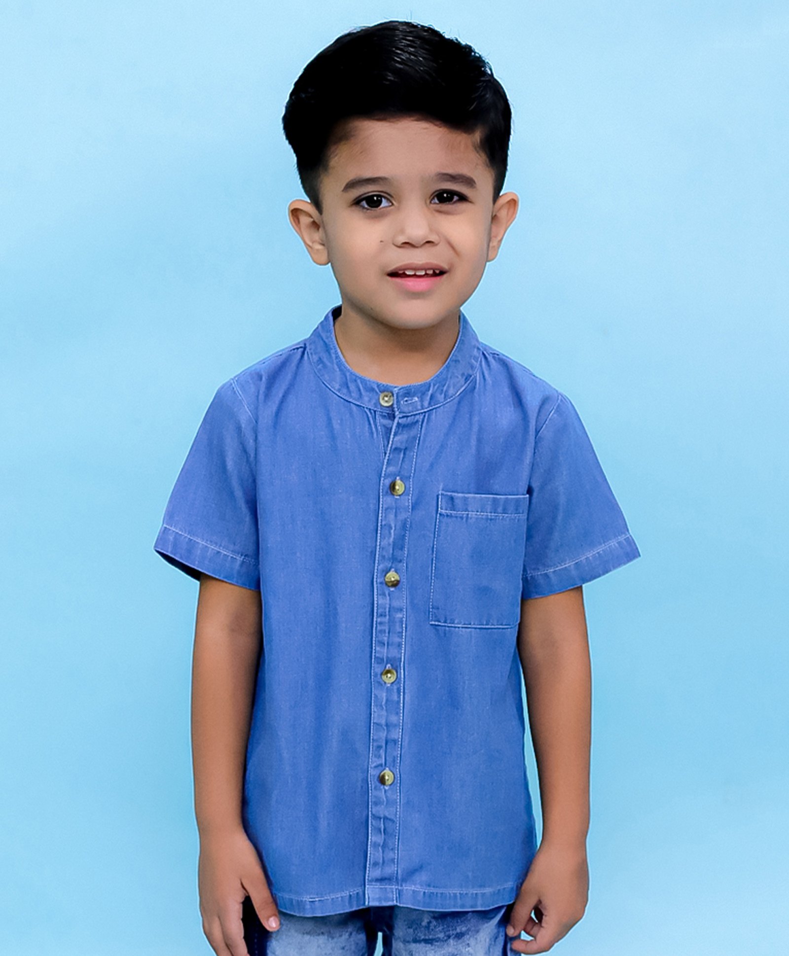 The Mom Store Cotton Chambray Solid Shirt - Light Blue-picture-20