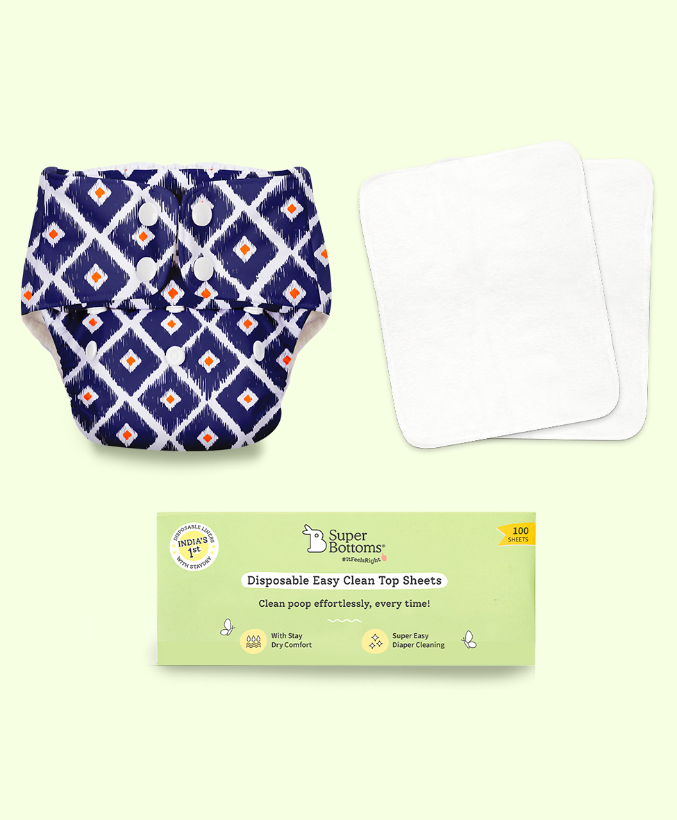 SuperBottoms BASIC Cloth Diapers for Babies Starter Kit - Reusable Diaper - Diaper Cover, Inserts, Disposable Liners - Tie & Dye-image-17