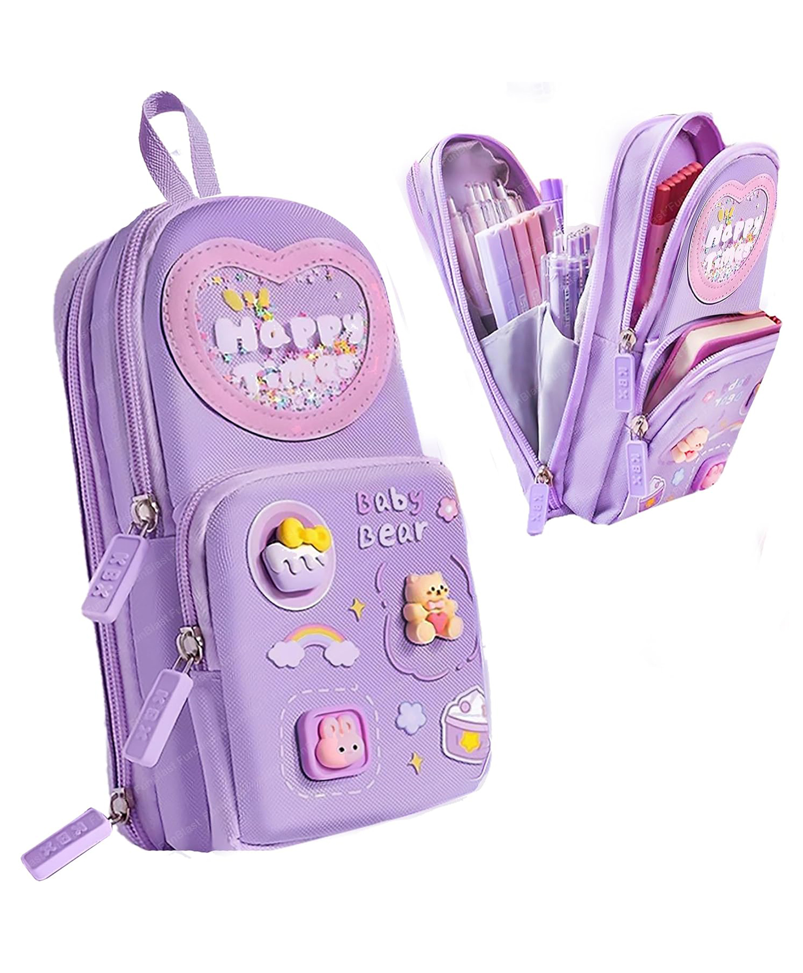 FunBlast Large Capacity Hangable Pencil Pouch for KidsPurple-picture-43