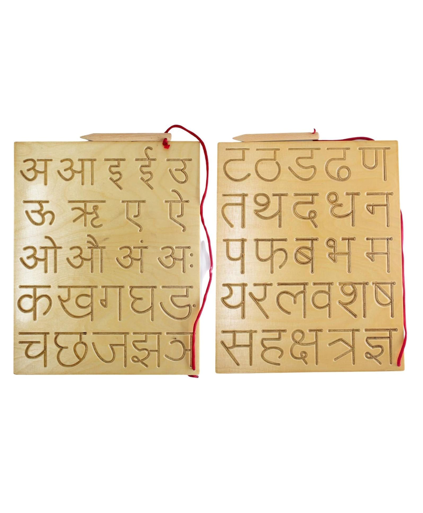 FunBlast Wooden Hindi Alphabet Writing Practice Tracing Boards for Kids2 Pcs Multicolor-image-16