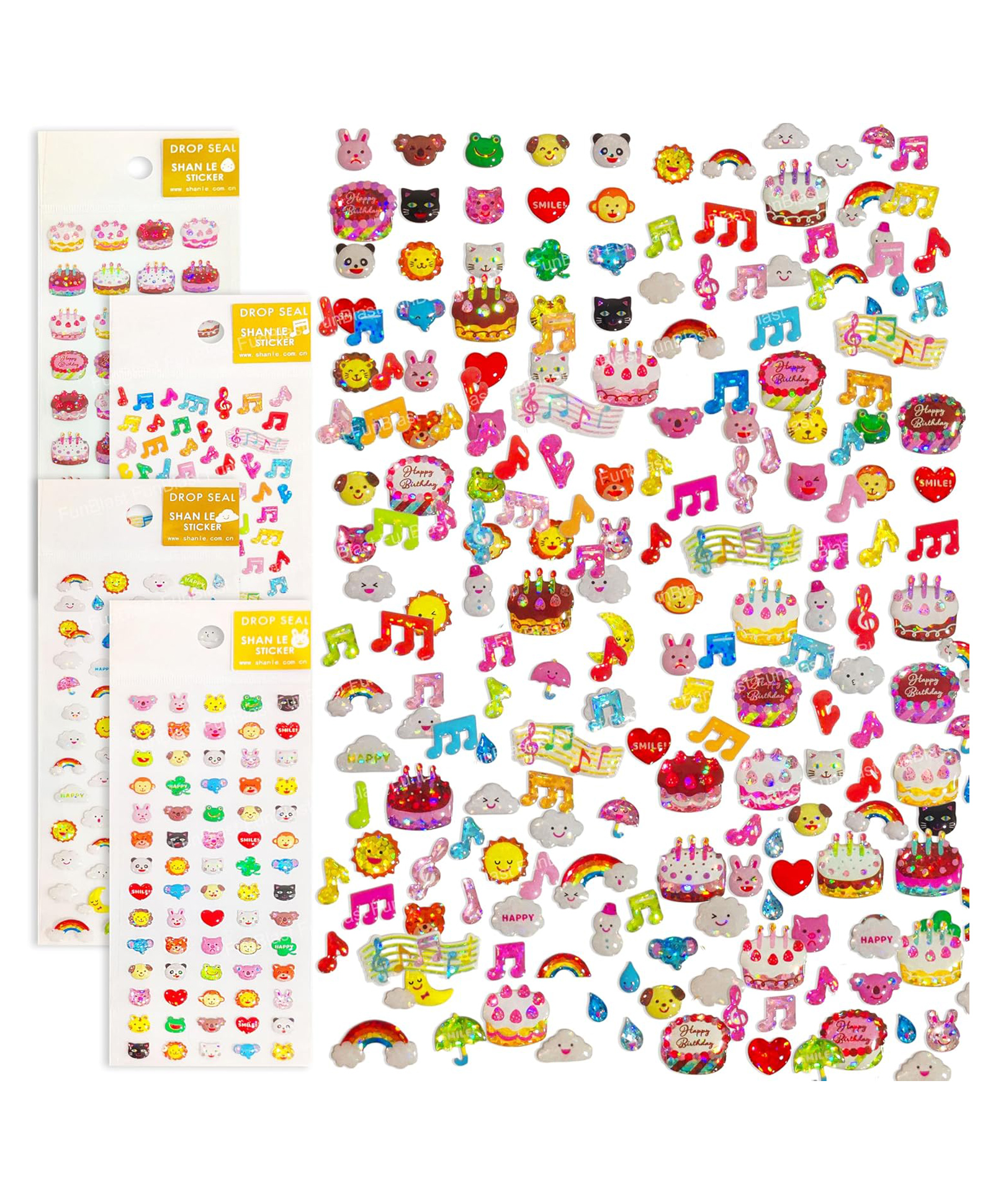 FunBlast 3D Self Adhesive Kawaii Stickers Set of 4 Multicolor-image-43