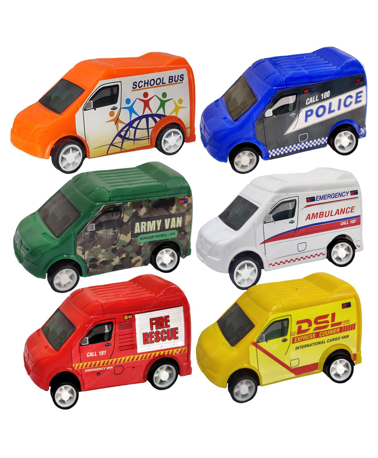 FunBlast Pull Back Cartoon Van Toys for KidsPack of 6 Multicolor-image-18