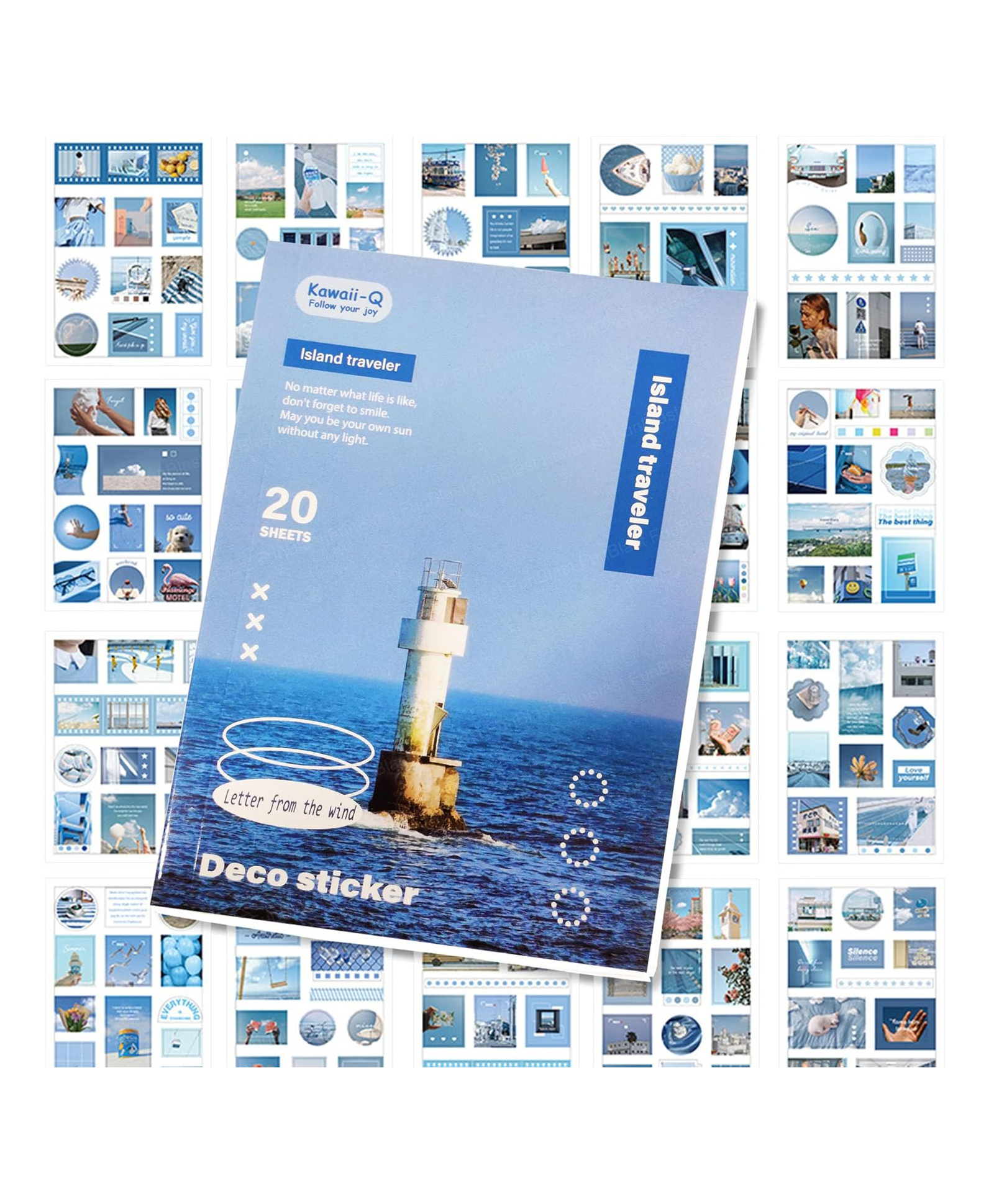 FunBlast Paper Magazine Retro Decorative Stickers Book Set - 240+Pcs Blue-picture-12
