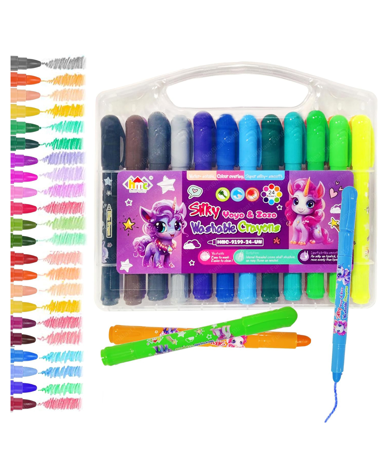 FunBlast Twistable Crayons with Pouch for Kids - 24 Shades - Multicolor-image-32