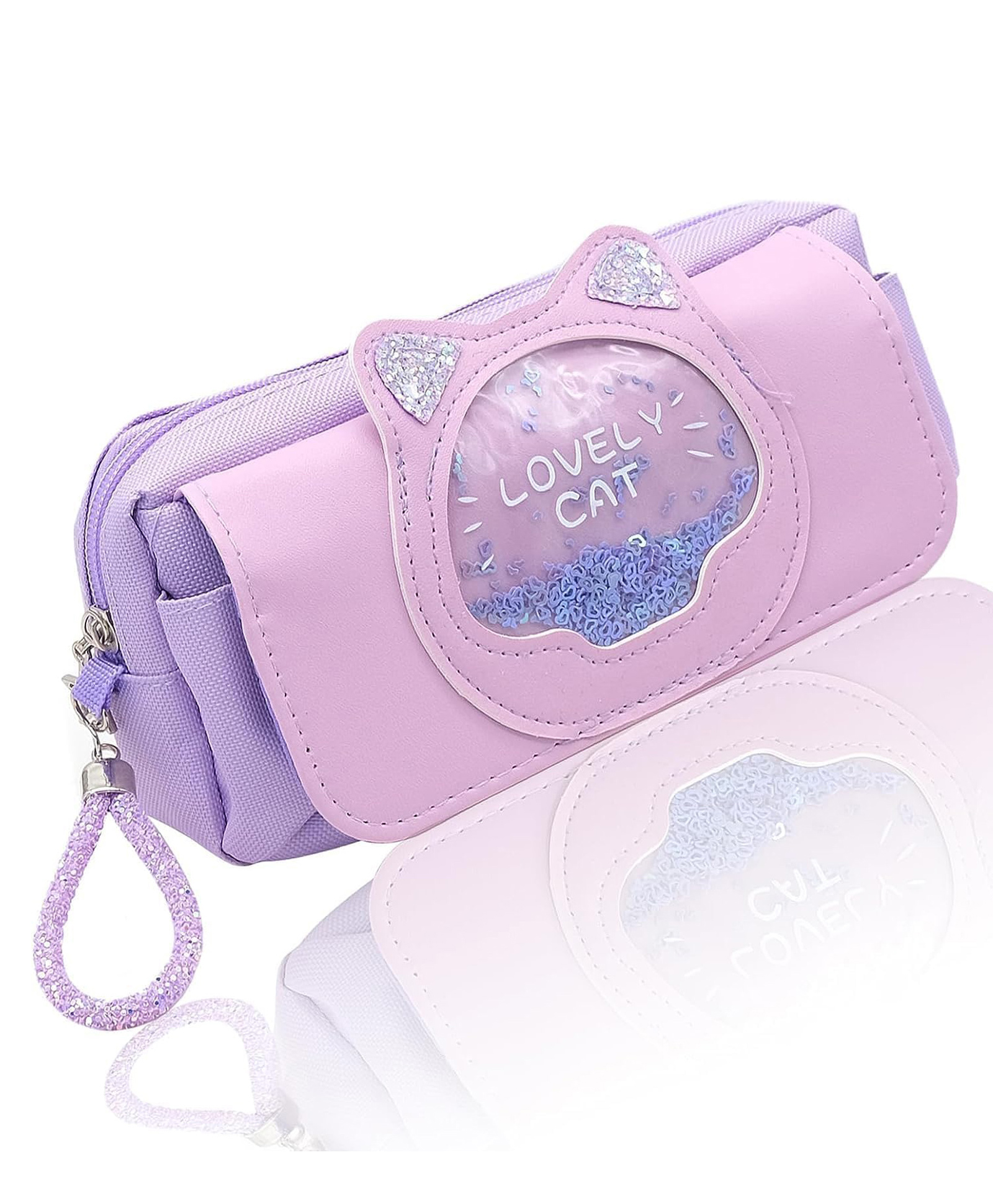 FunBlast Cat Theme Multipurpose Stationery Pouch for Girls - Pack of 1 Purple-image-4