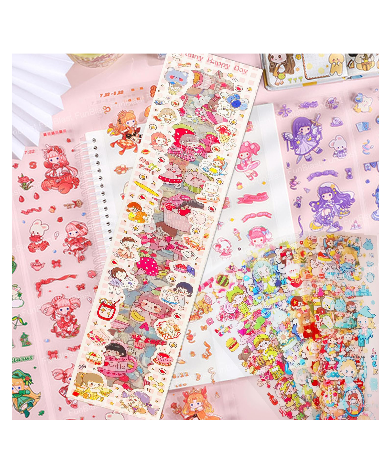 FunBlast Cute Cartoon Theme Kawaii Washi Stickers for Kids- 20 Sheets-image-43
