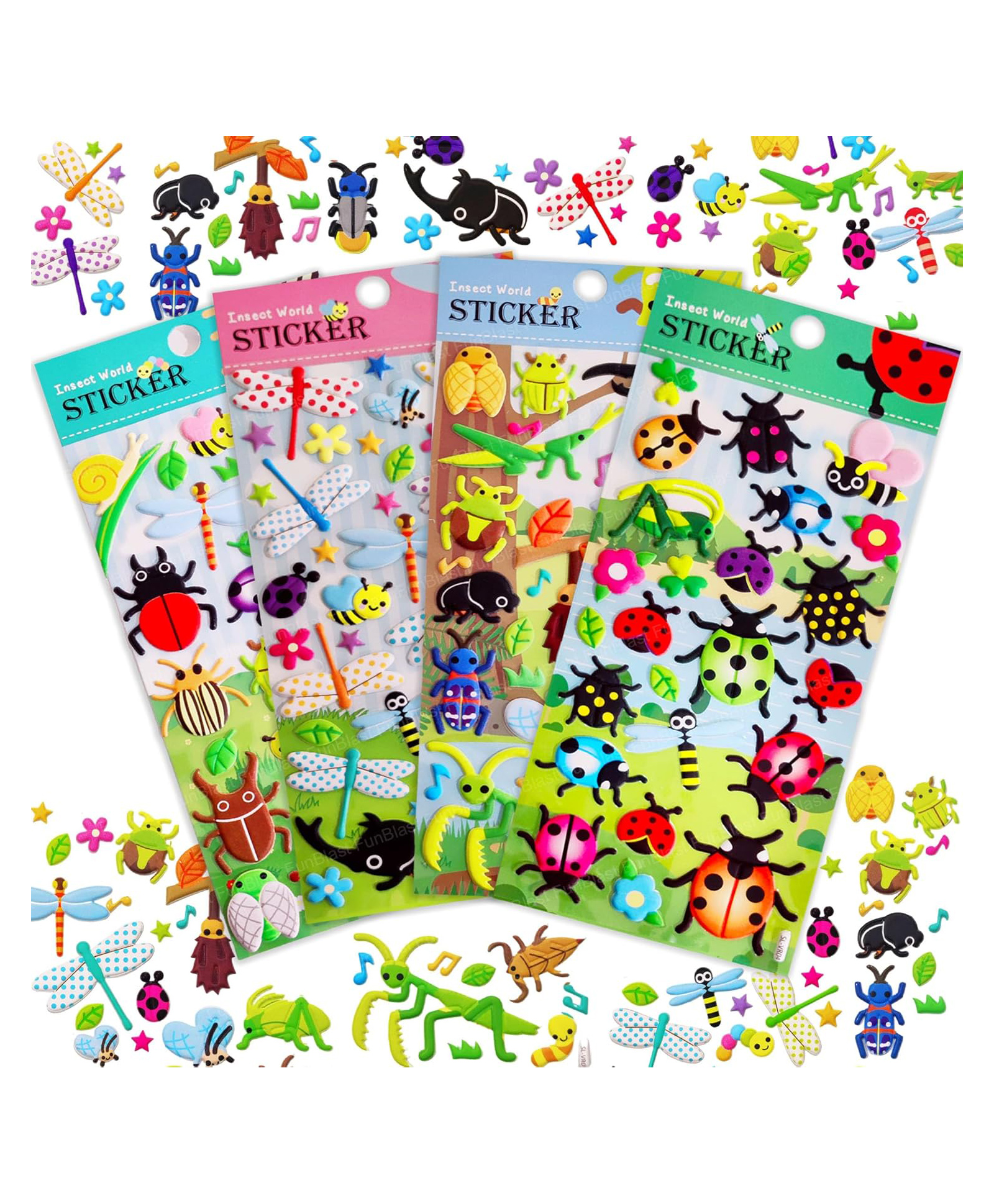 FunBlast 3D PVC Cute Mix Insects Theme Stickers Set of 4 Sheets (Random Design)-picture-15