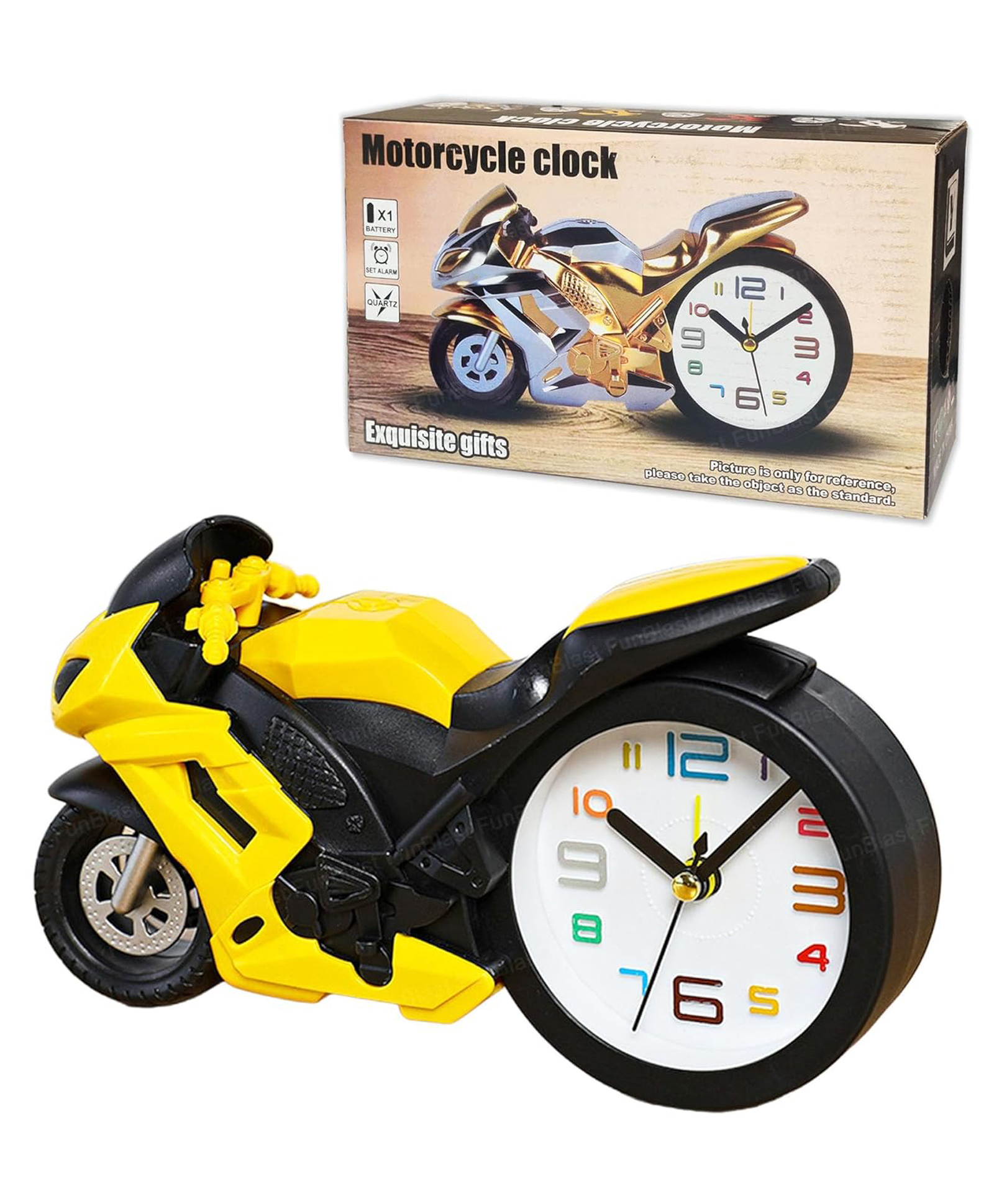 FunBlast Motorcycle Design Alarm Clock for Heavy Sleepers-Yellow-picture-23
