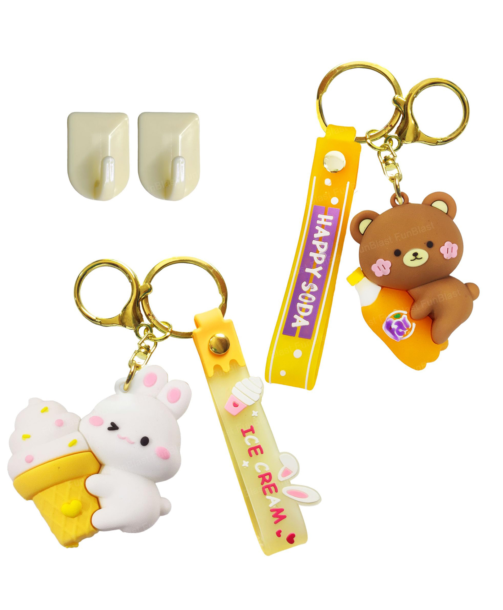 FunBlast 3D Cute Cartoon Theme Key Keychain - Pack of 2 Multicolor