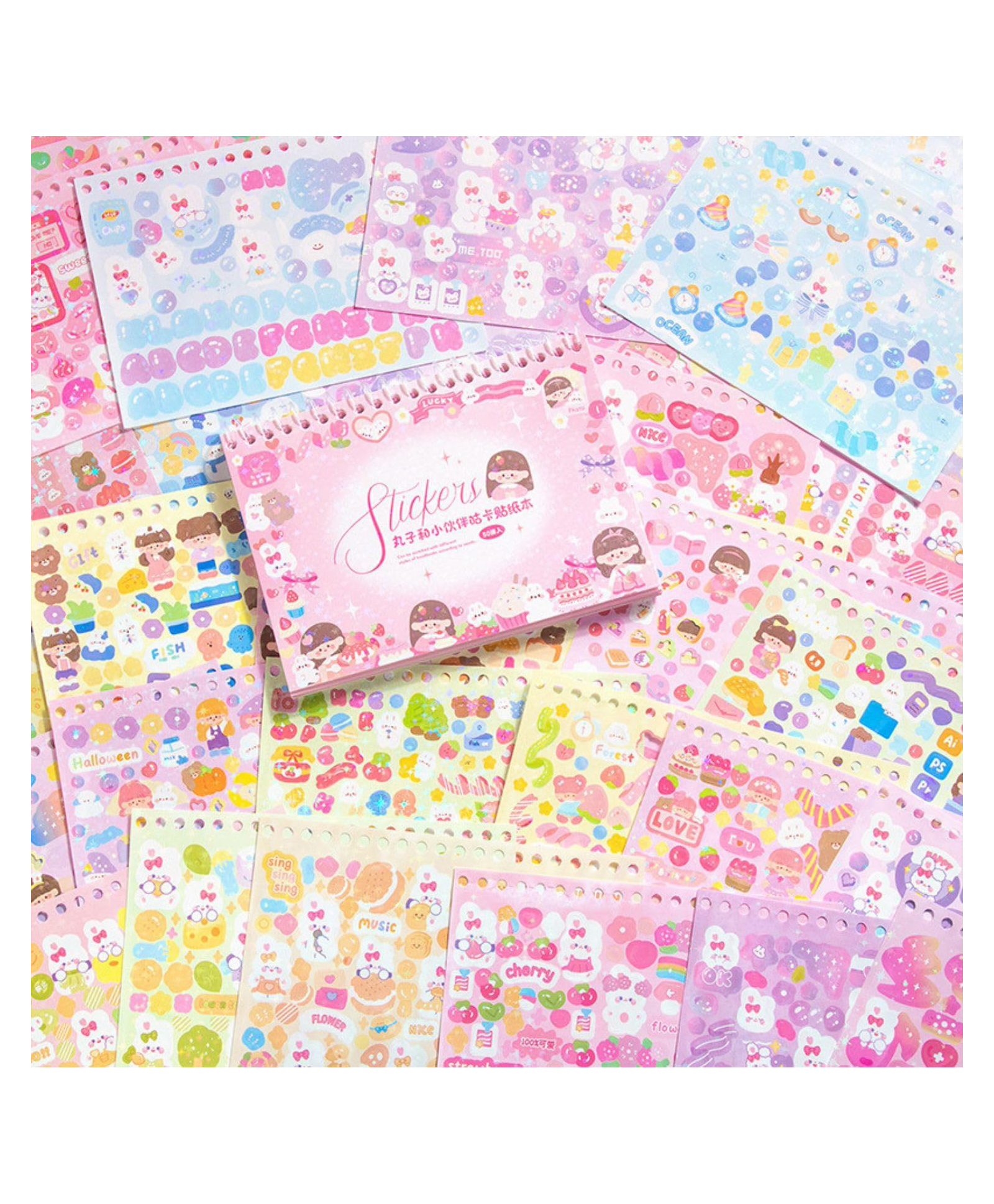 FunBlast Cartoon Theme Decorative Kawaii Stickers Book 50 Sheets Multicolor-image-47
