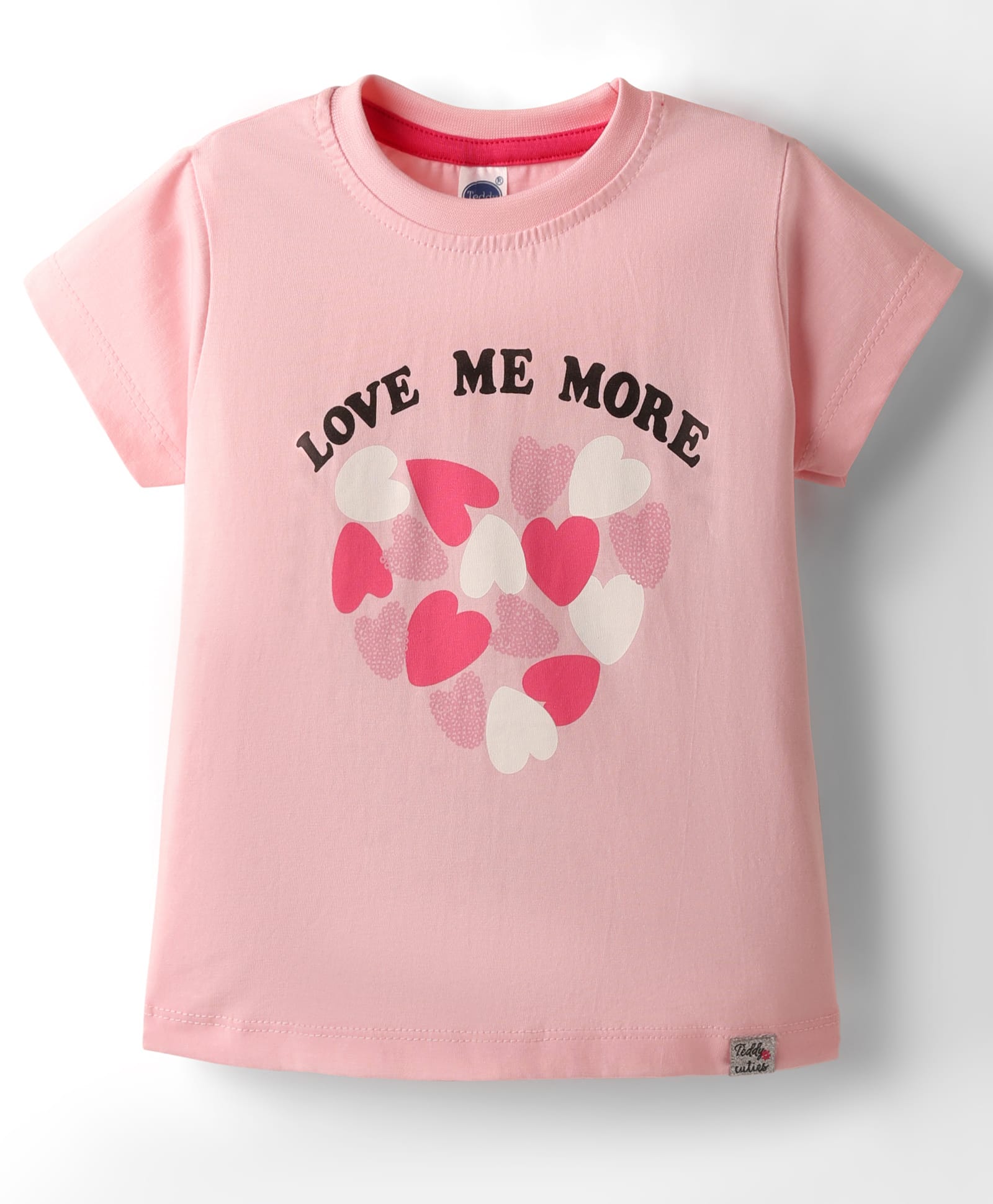 Teddy Sinker Knit Half Sleeves Top With Love Me More Text Print - Pink-picture-26