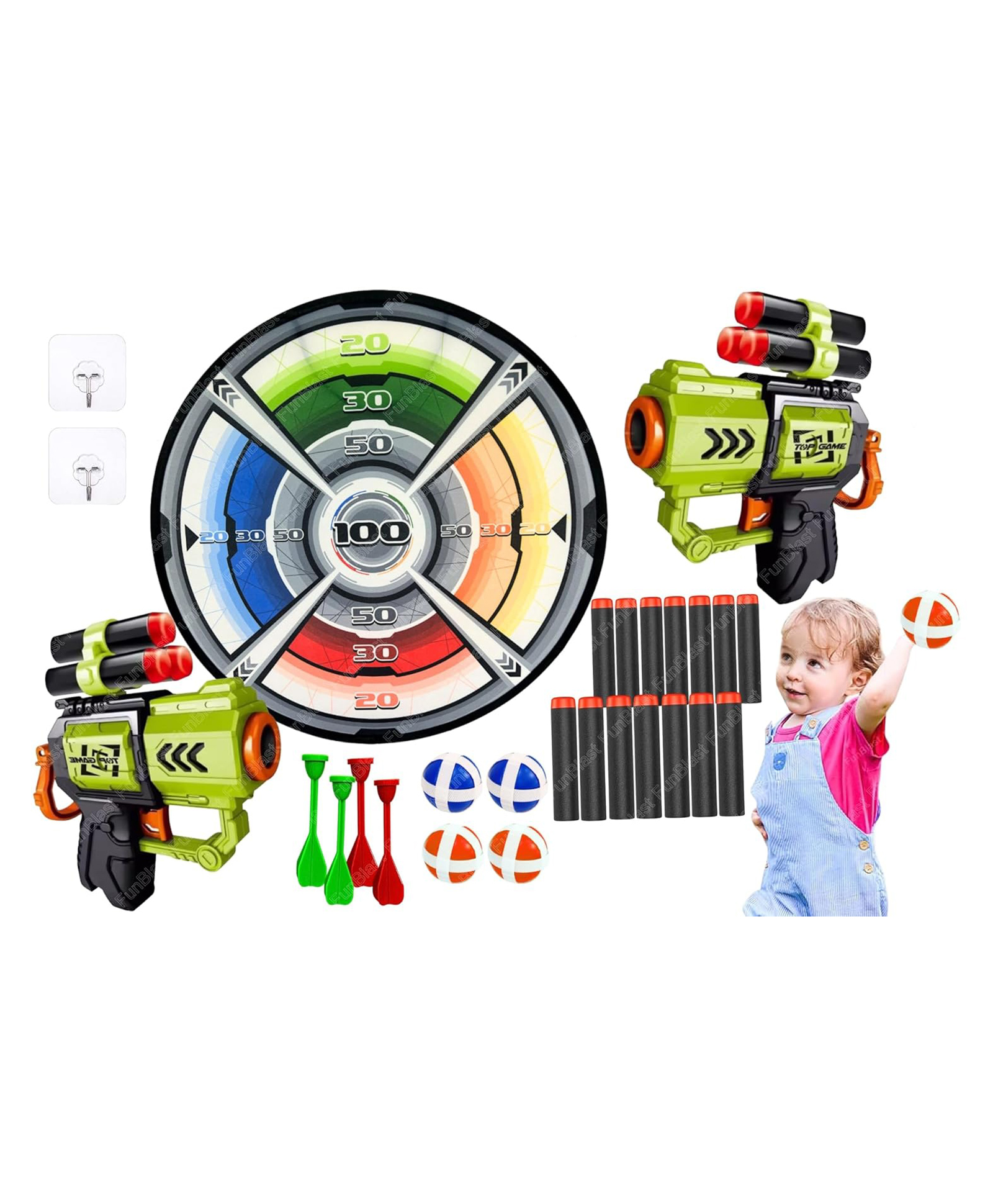 FunBlast Gun Toy with Sticky Target Dart, foam Bullets & Sticky Balls 1 Pc Multicolor-image-10