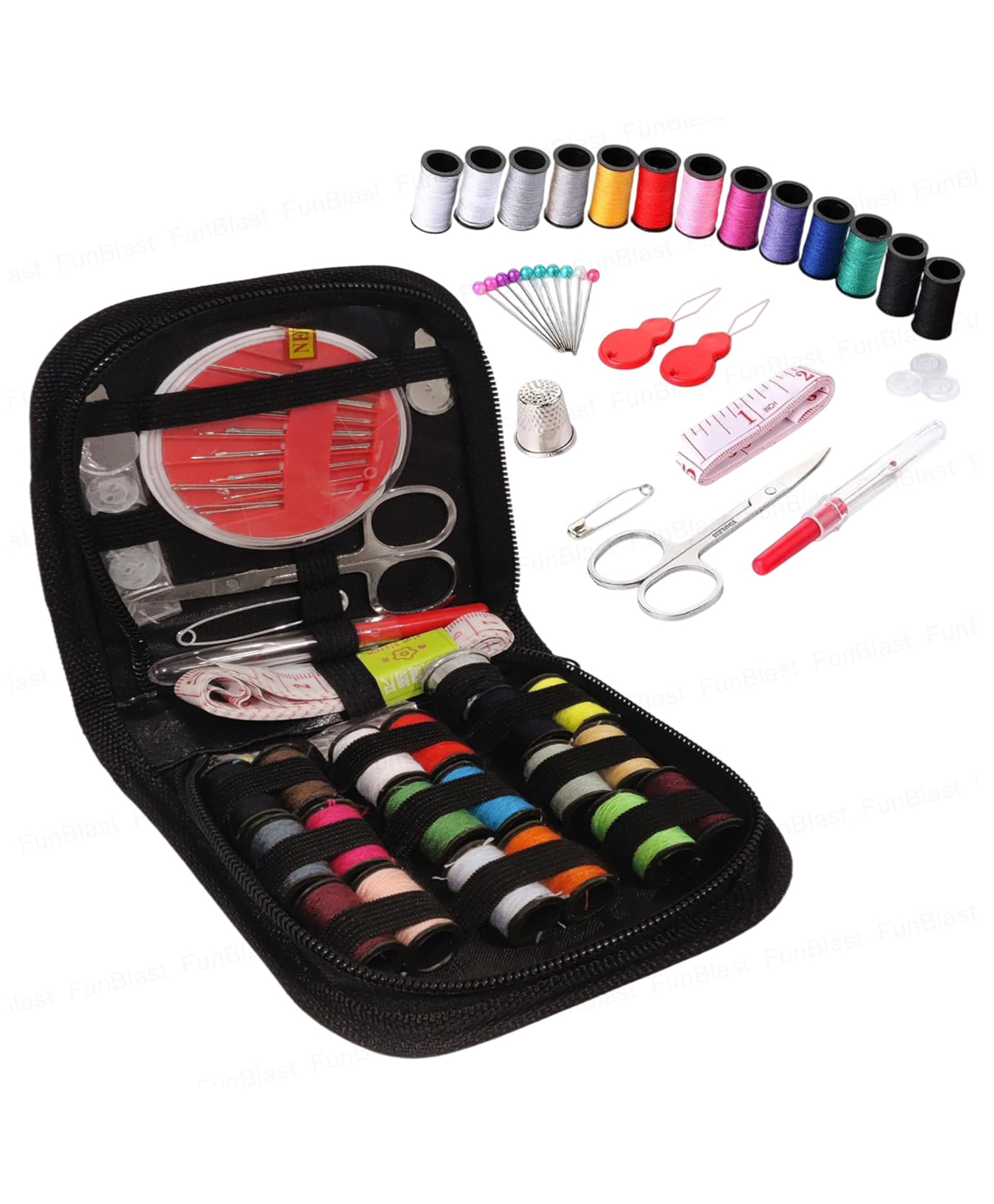 FunBlast 86 Pcs Portable Needle and Thread Box Pack of 1 Stitching Items Box-image-42