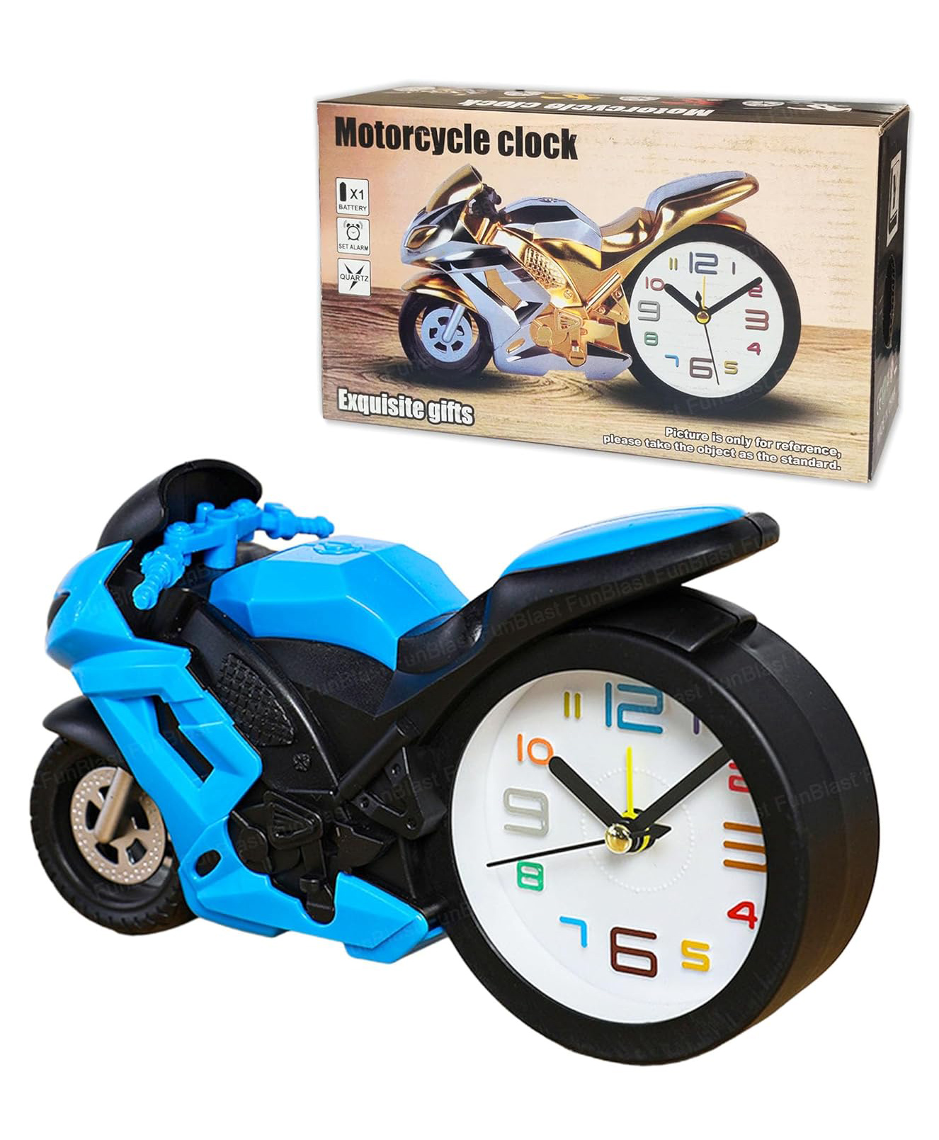 FunBlast Motorcycle Design Alarm Clock for Heavy Sleepers- Pack of 1 Blue-picture-15