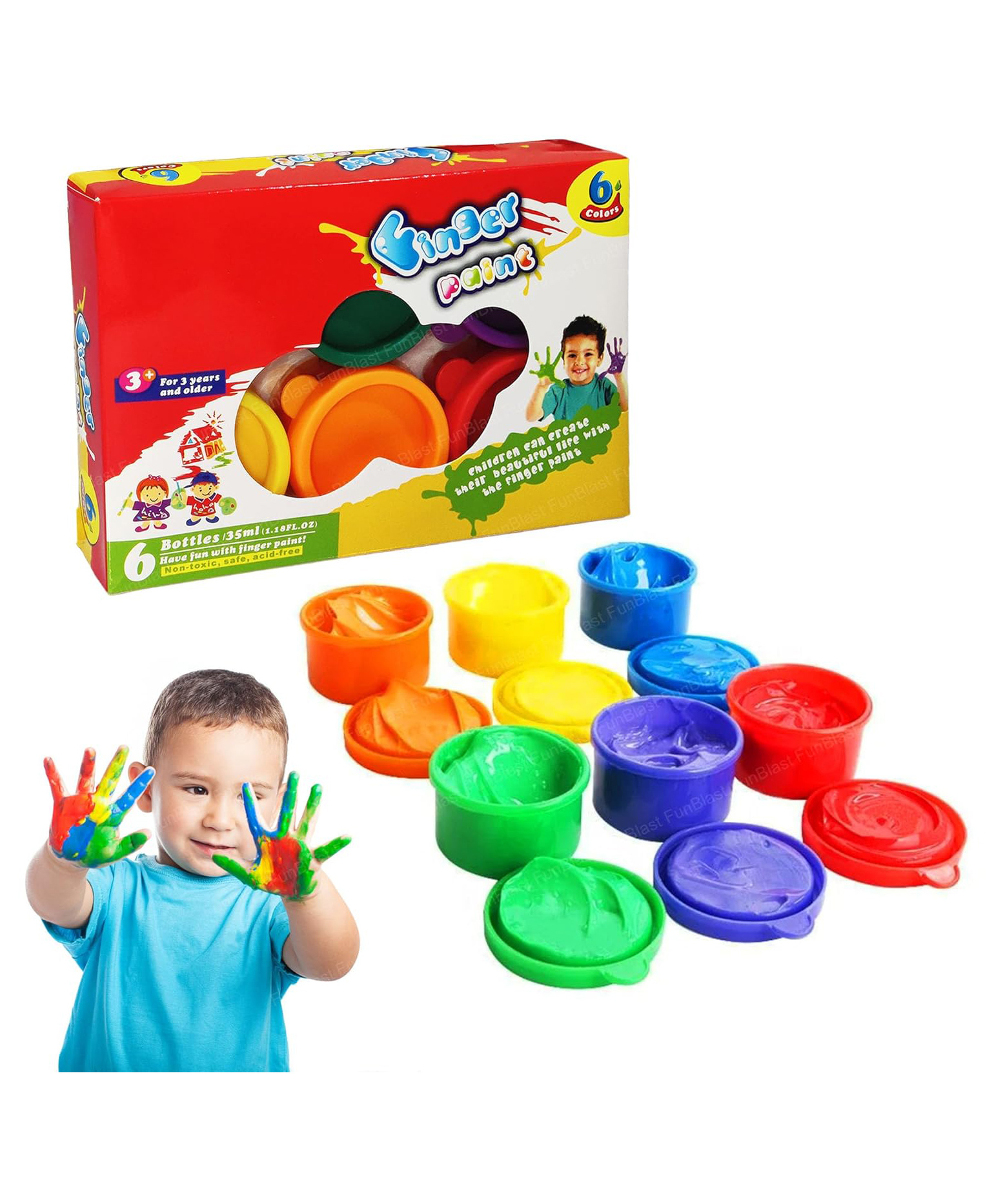 FunBlast DIY Finger Painting Kit for Kids Art and Craft Work - Multicolor-image-24
