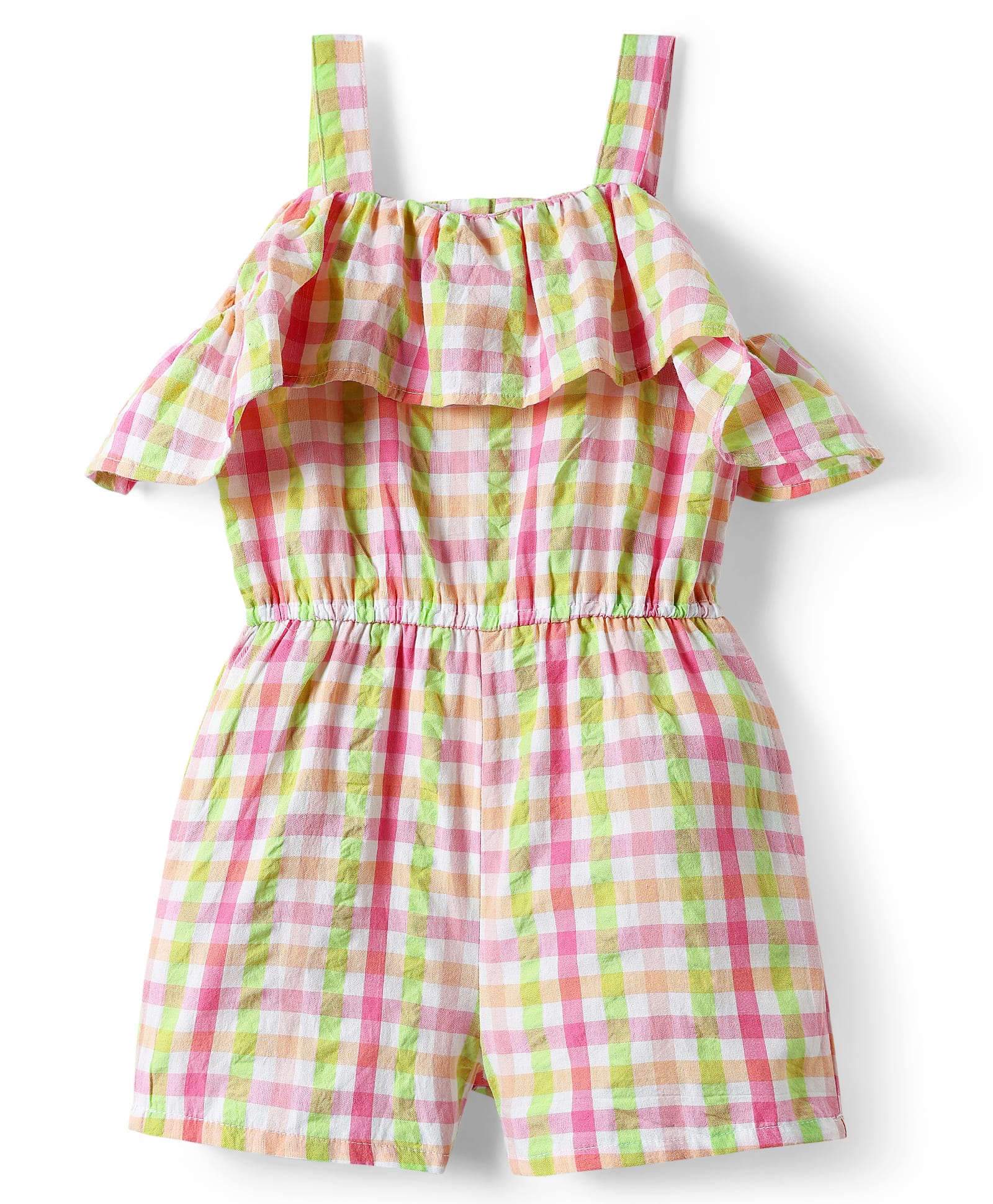 kookie kids india Kookie Kids Cotton Woven Sleeveless Jumpsuit with Check Design - Multicolor-picture-17