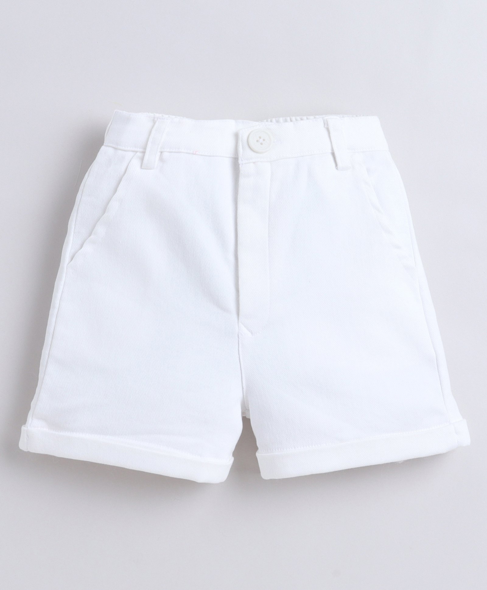 Aww Hunnie Cotton Twill Solid Shorts - White-picture-11