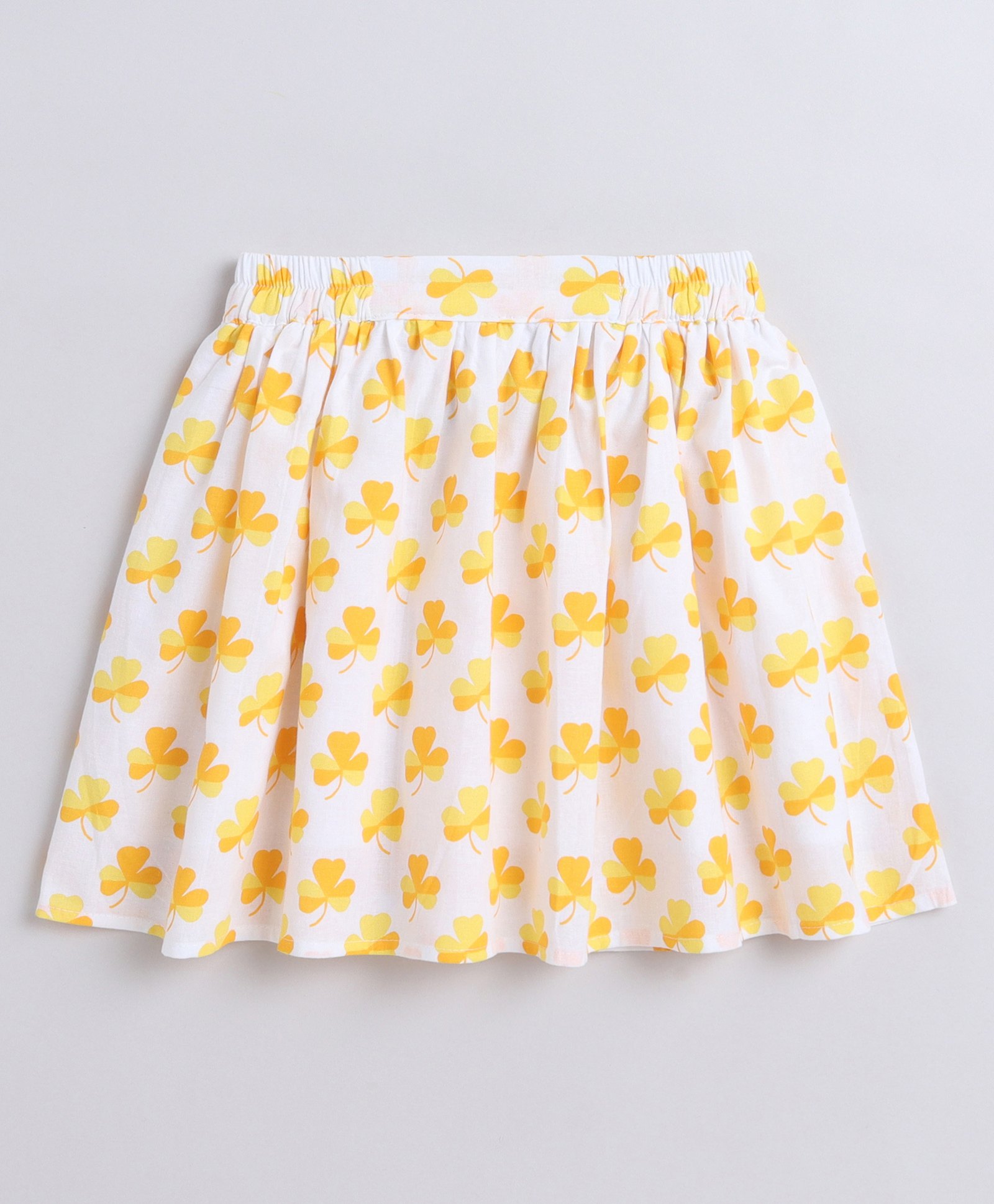 Aww Hunnie 100% Cotton Leaves Printed Skirt - Yellow-picture-35