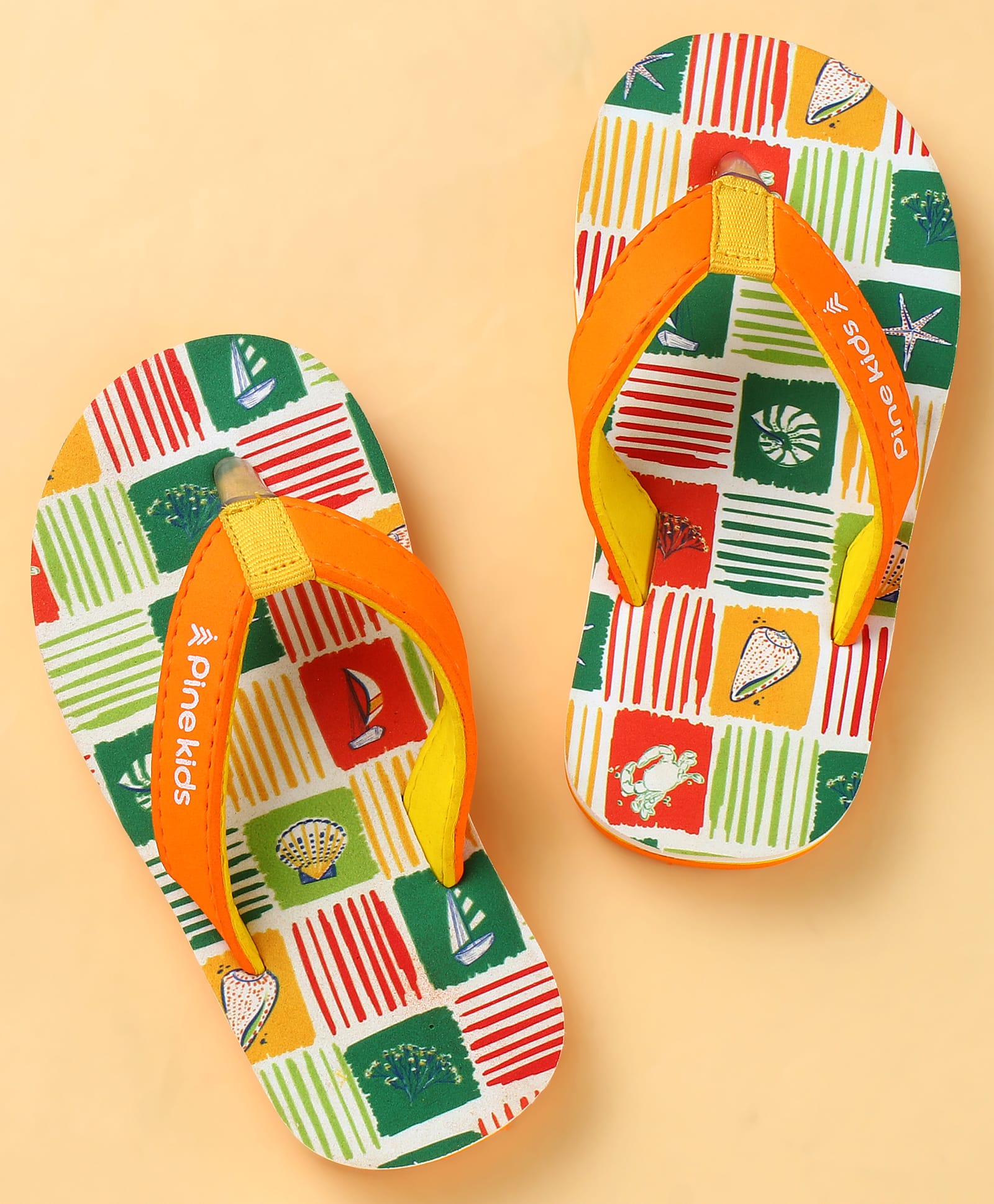 Pine Kids Slip On Flip Flops with Nautical Theme Print - Multicolor-picture-40