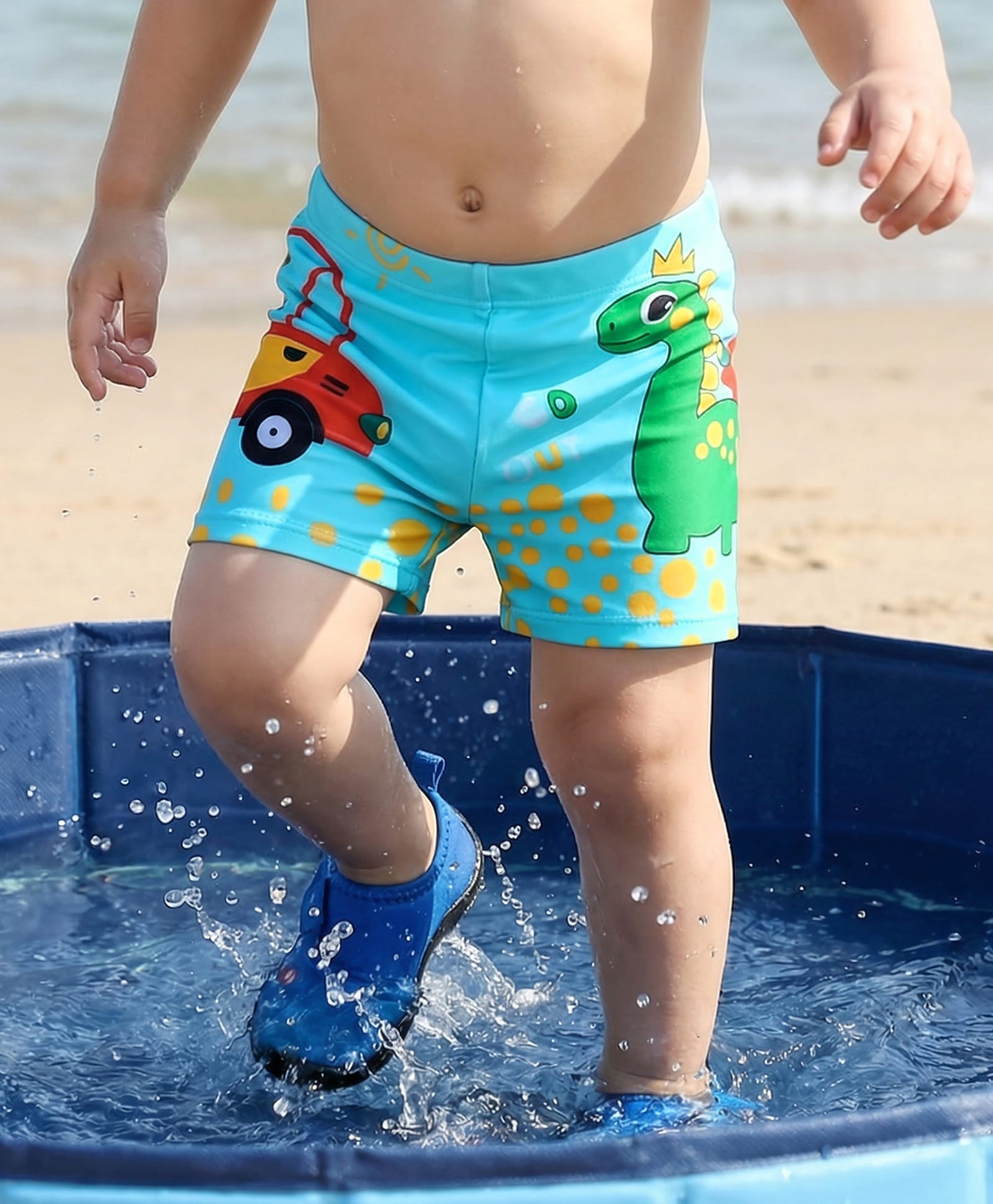 Babyhug Swimming Trunk With Dino Print - Light Blue-picture-16