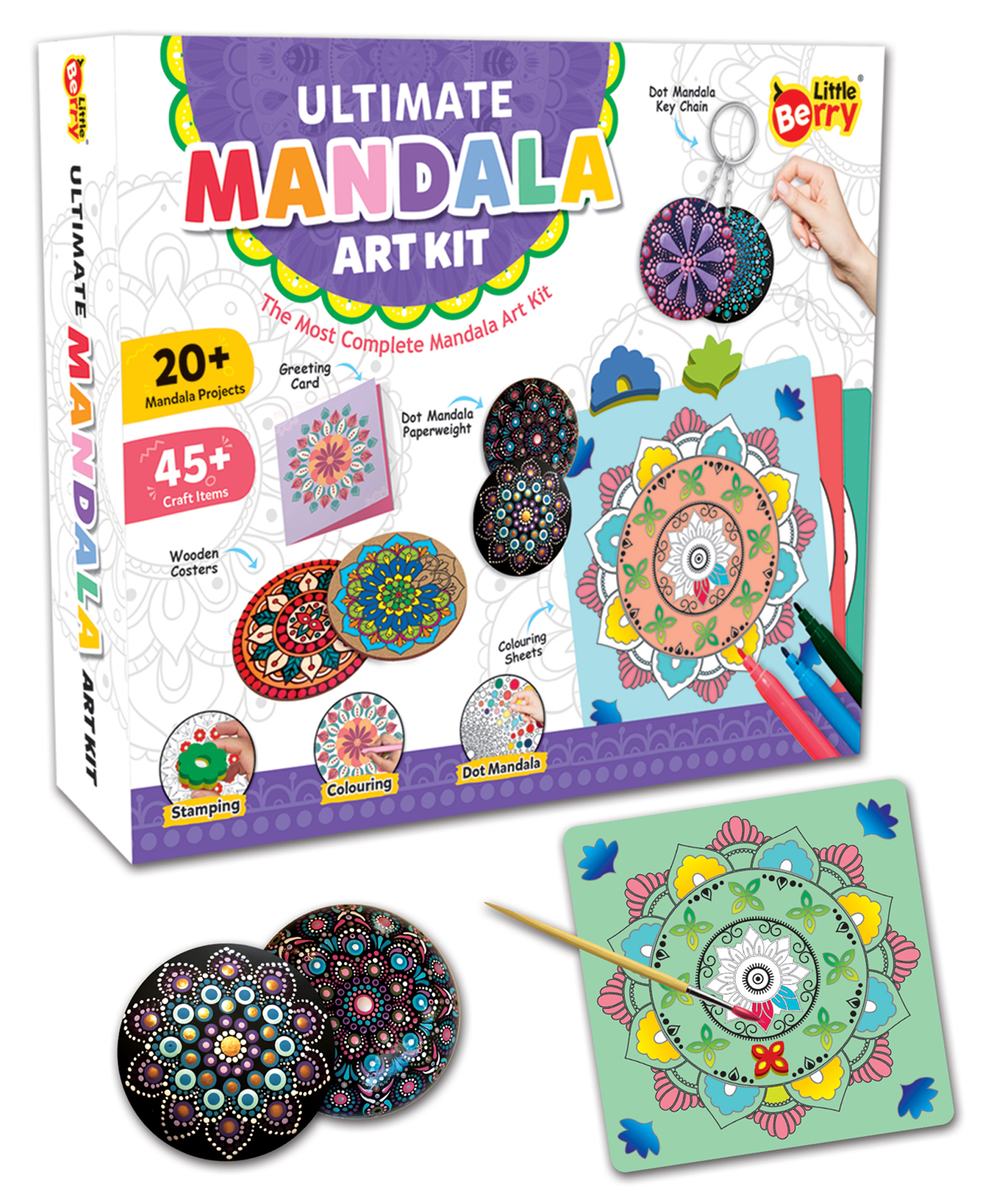 Little Berry Ultimate Mandala Art Kit: Create 20+ Unique Mandala Projects - Multicolour
