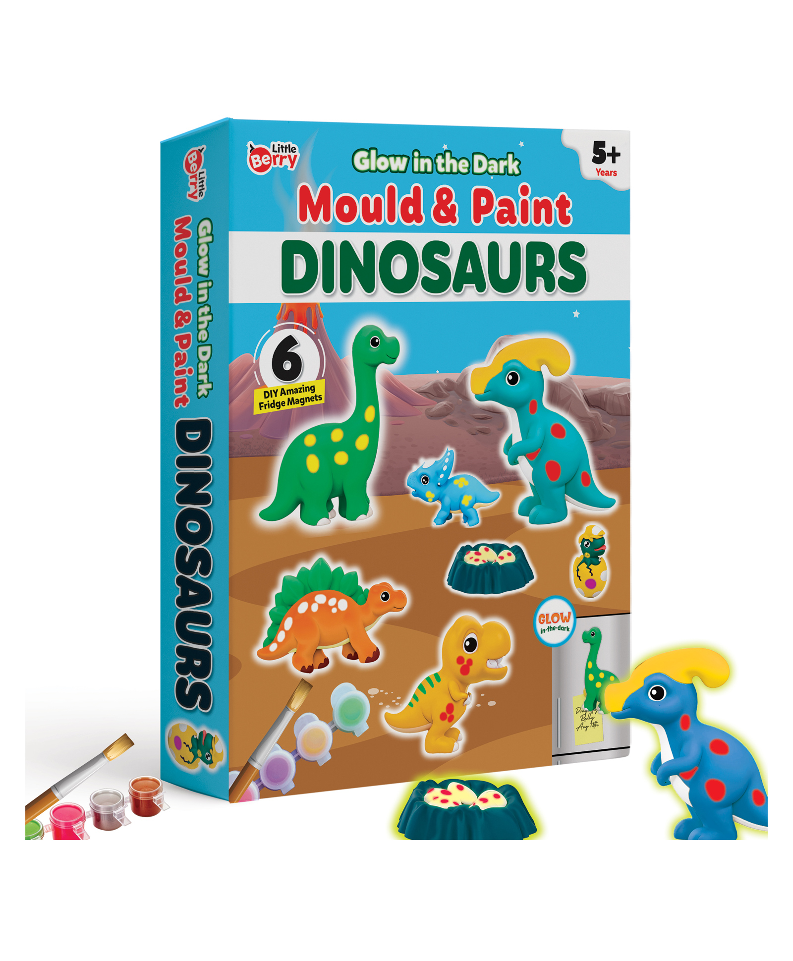 Little Berry DIY Mould and Paint Kit for Kids: Dinosaurs (Glow in the Dark) - Art & Craft Kit for Girls & Boys 3+ Years-image-13
