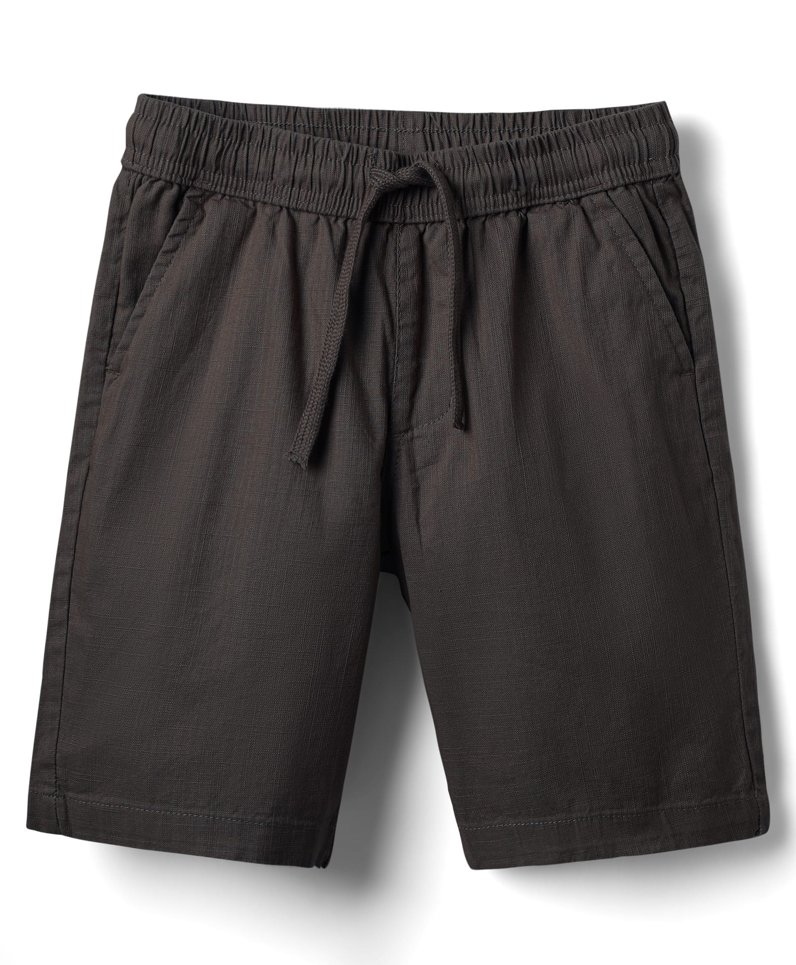 Pine Kids Cotton Woven Above Knee Length Solid Coloured Shorts-Grey