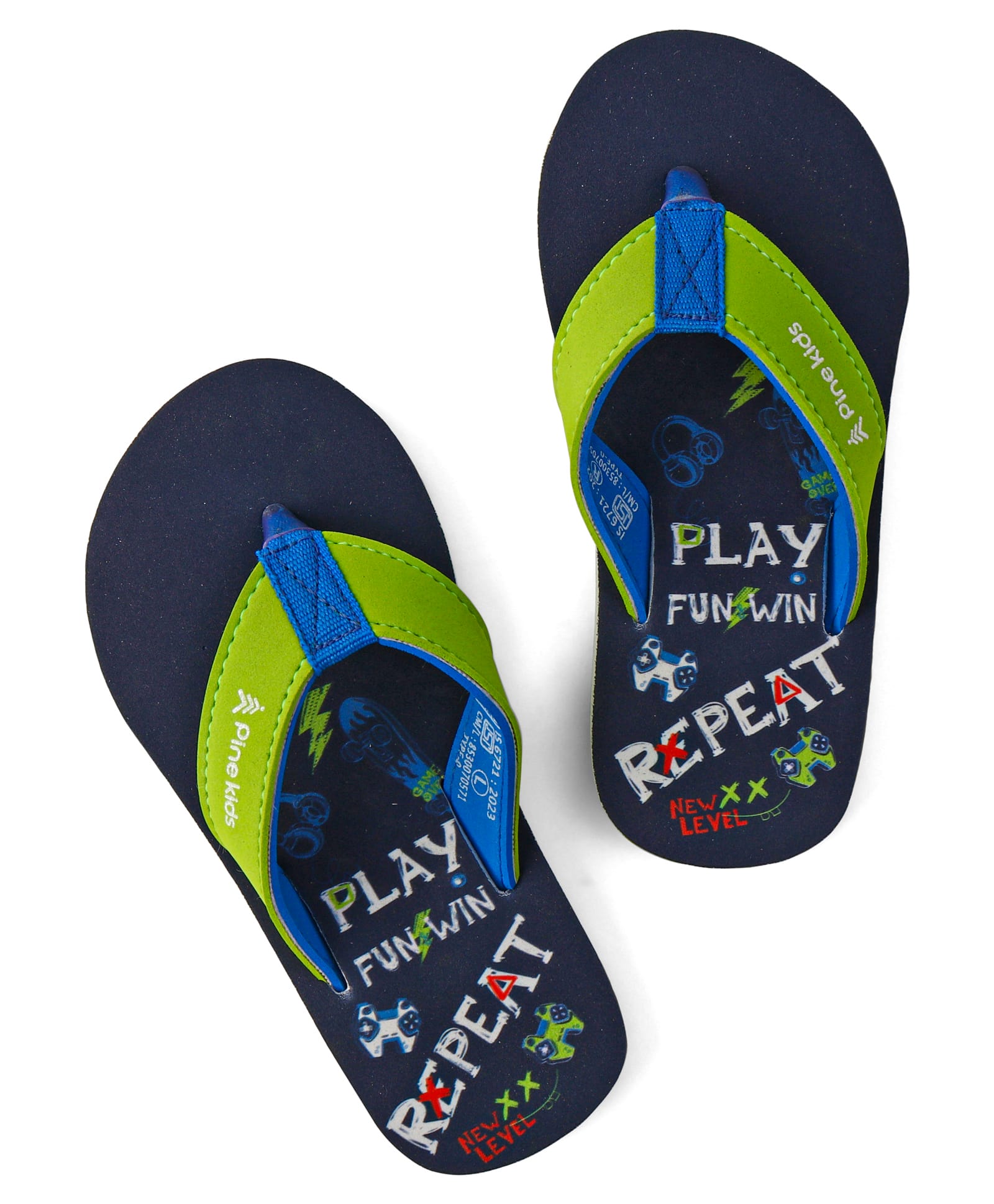 Pine Kids Slip On Flip Flops With Text Print - Navy Blue-image-34