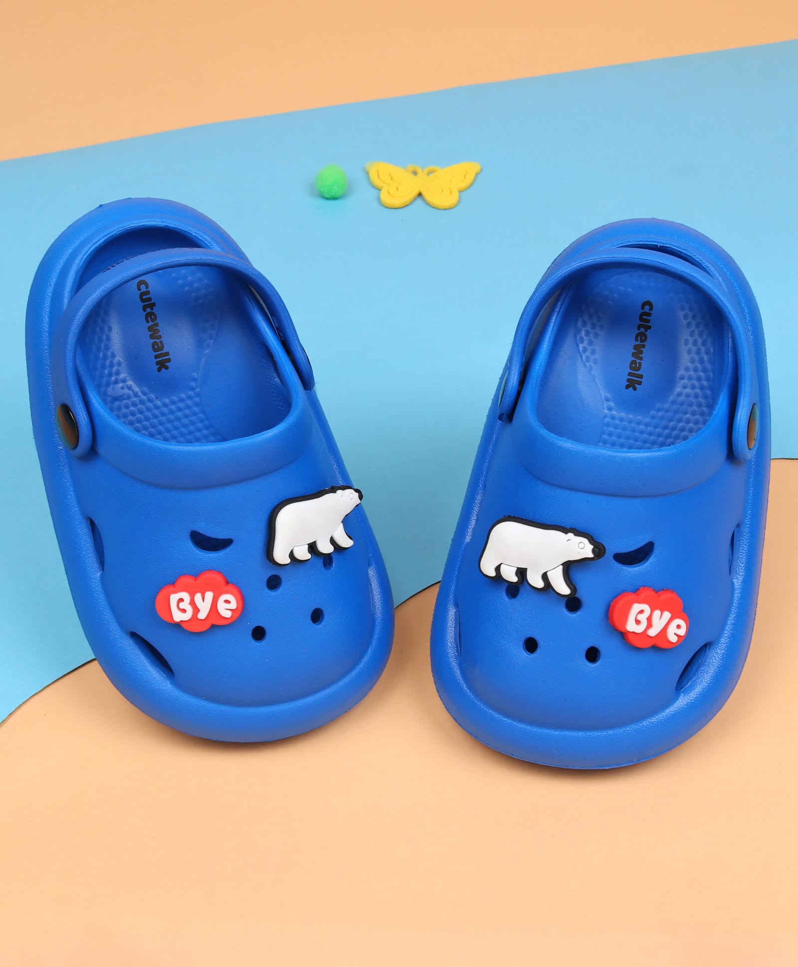 Cute Walk by Babyhug Clogs With Bear & Text Applique - Blue-picture-15