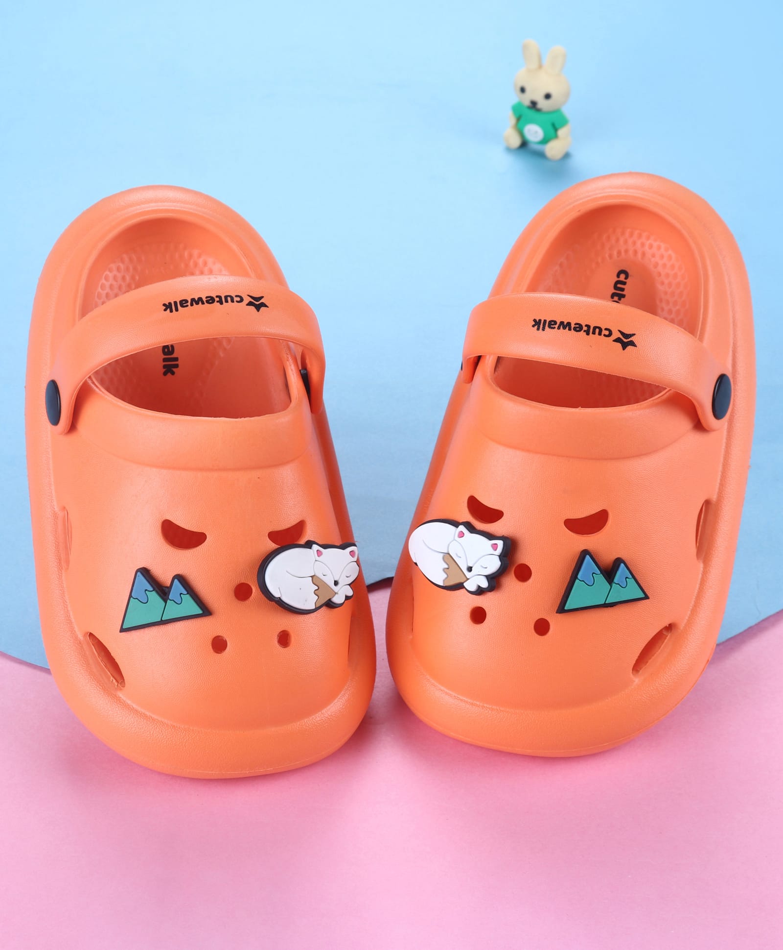 Cute Walk by Babyhug Clogs with Backstrap with Fox Appliques - Orange-image-32