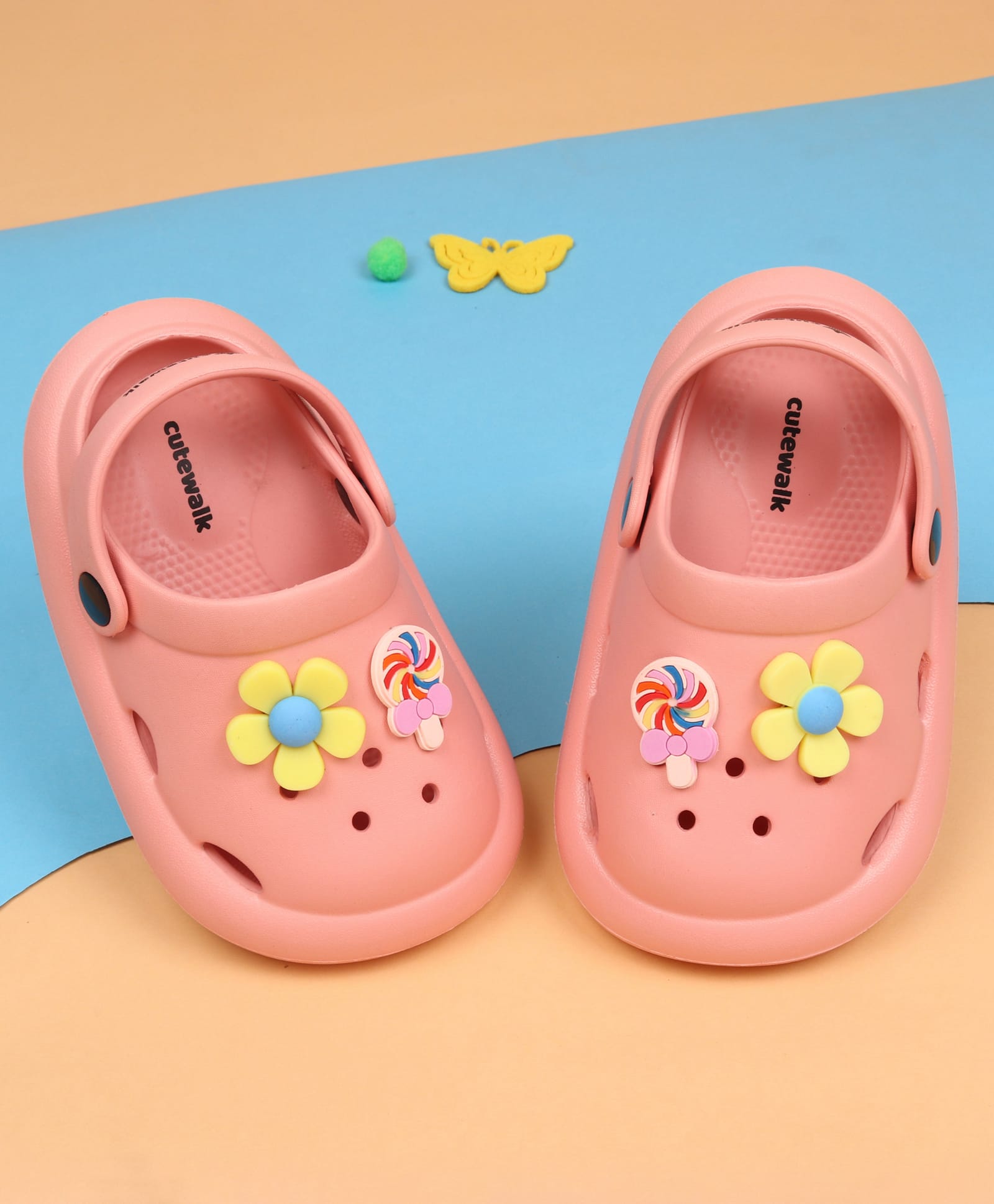 Cute Walk by Babyhug Back Strap Closure Clogs With Floral Applique - Pink-picture-19