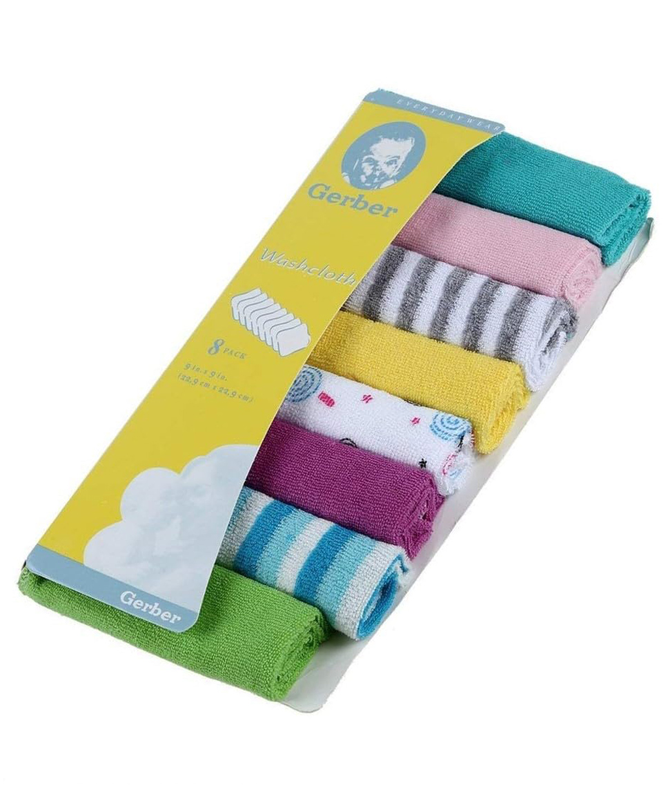 INPOUT Set of 8 Extra Soft Hosiery Cotton Premium Reusable, Absorbent Baby Washcloth for New Born(color may vary)-picture-1