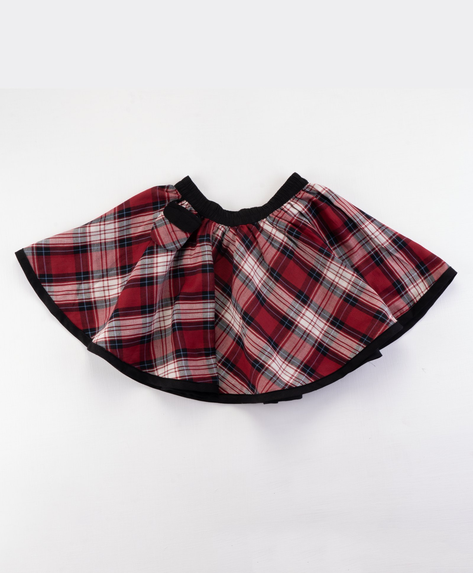Soleilclo Cotton Reversible Checked Skirt - Dark Red & Black-picture-16