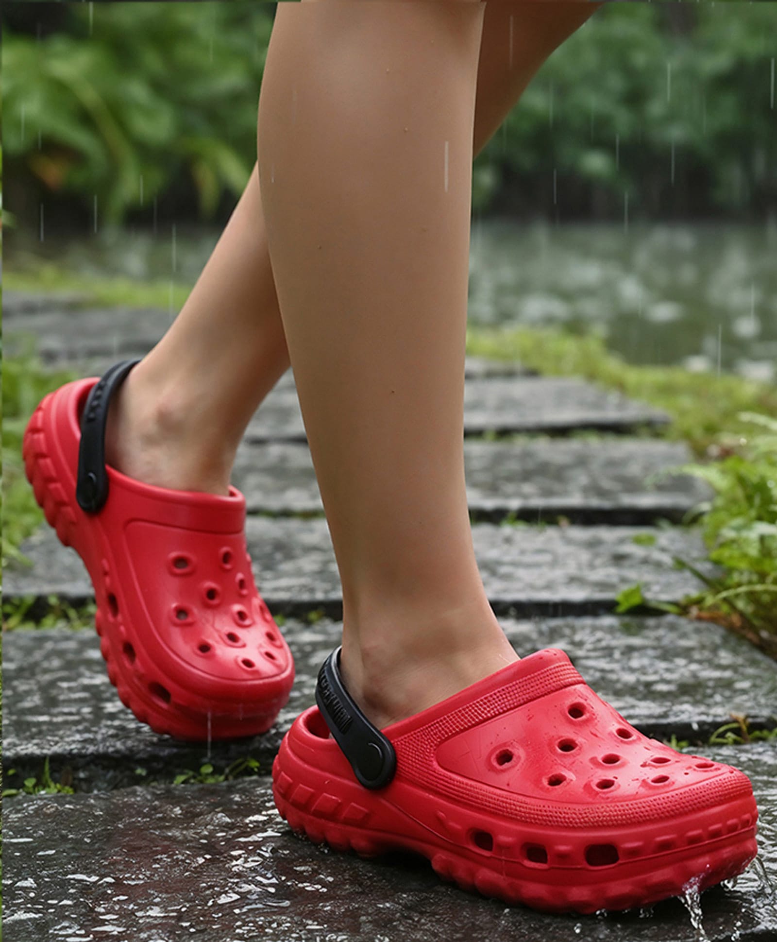 Pine Kids Solid Color Back Strap Closure Clogs - Red-picture-22