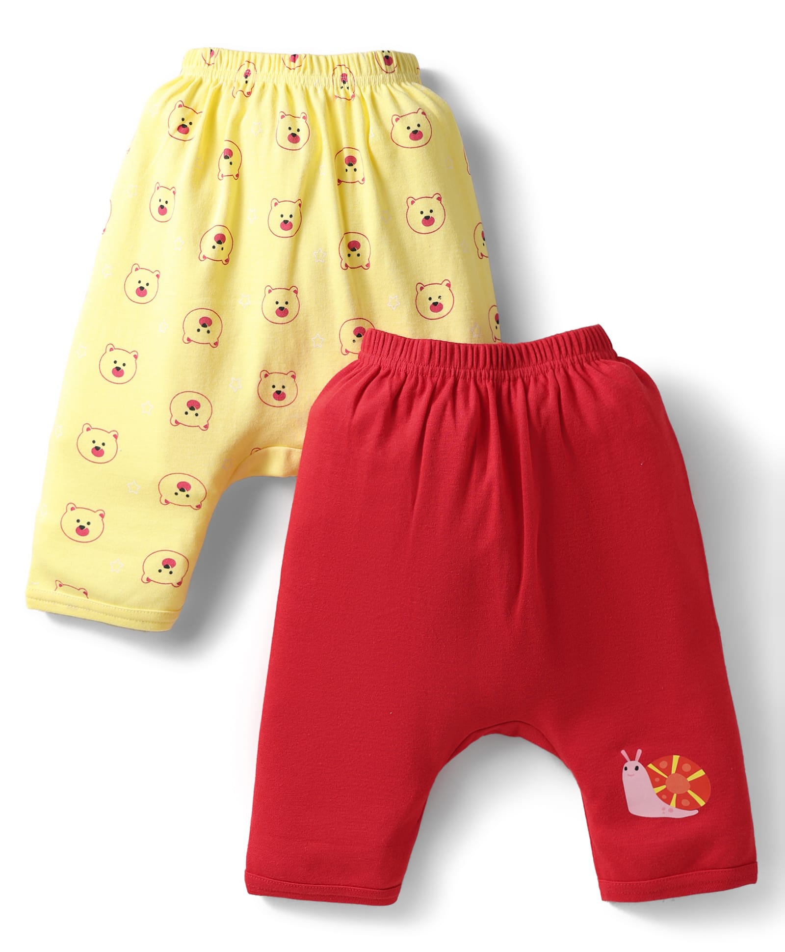Peek-a-boo Single Jersey Knit Full Length Diaper Leggings with Animal Print Pack of 2 - Red & Yellow-image-21