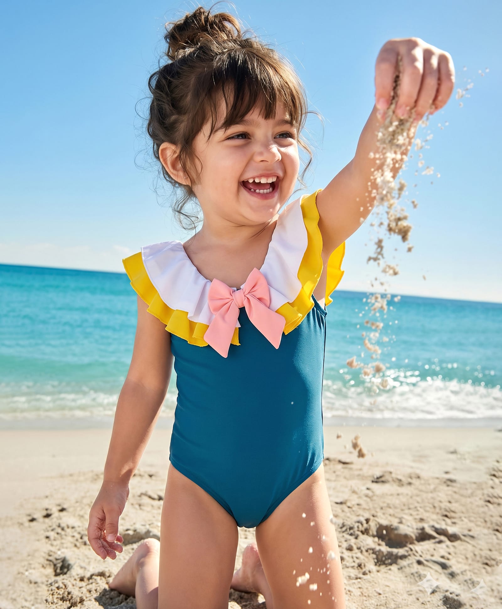 Babyhug Sleeveless V Cut Swimsuit - Blue