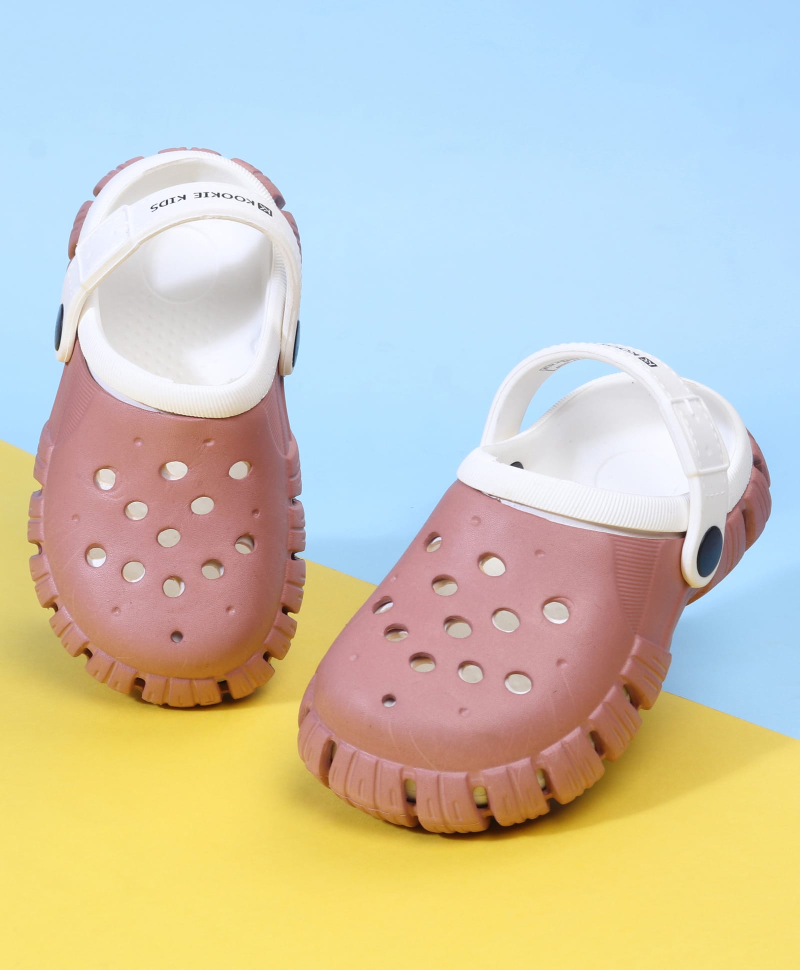 Kookie Kids Back Strap Solid Color Clogs - Brown-image-10