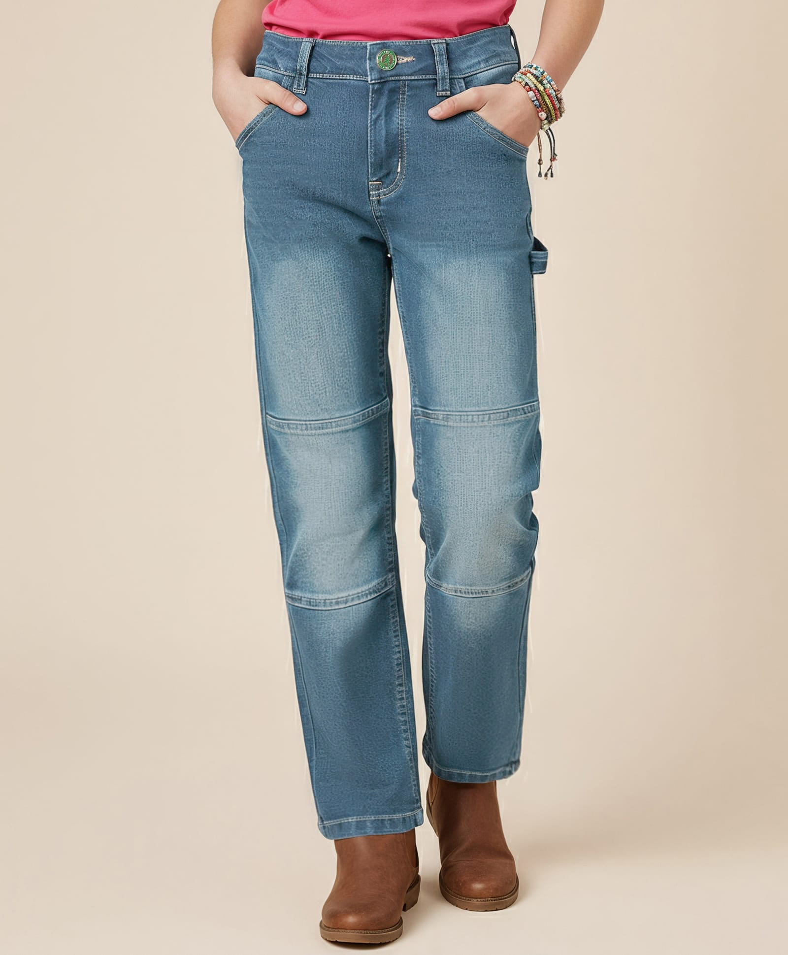 Pine Kids Denim Woven Full Length Cut & Sew Washed Jeans - Blue-picture-22