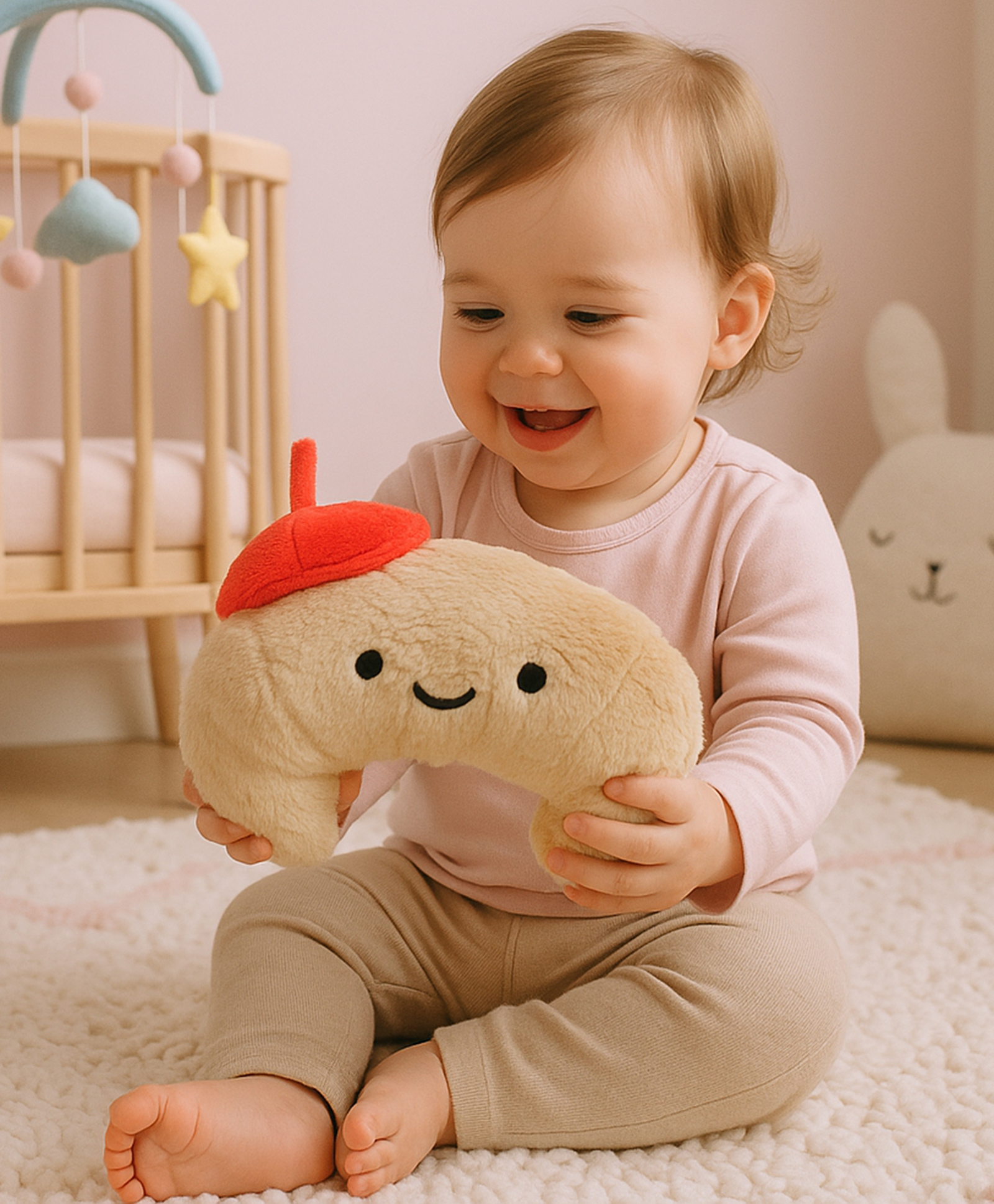 Mi Arcus Croissant Shape Soft Plush Toy, Beige- Height 19 cm-picture-22